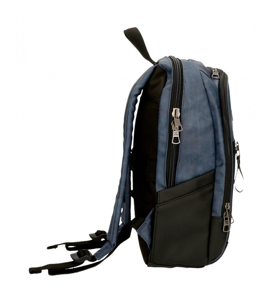 Pepe Jeans Mochila de computador Ocean com dois compartimentos de 12'' pretos