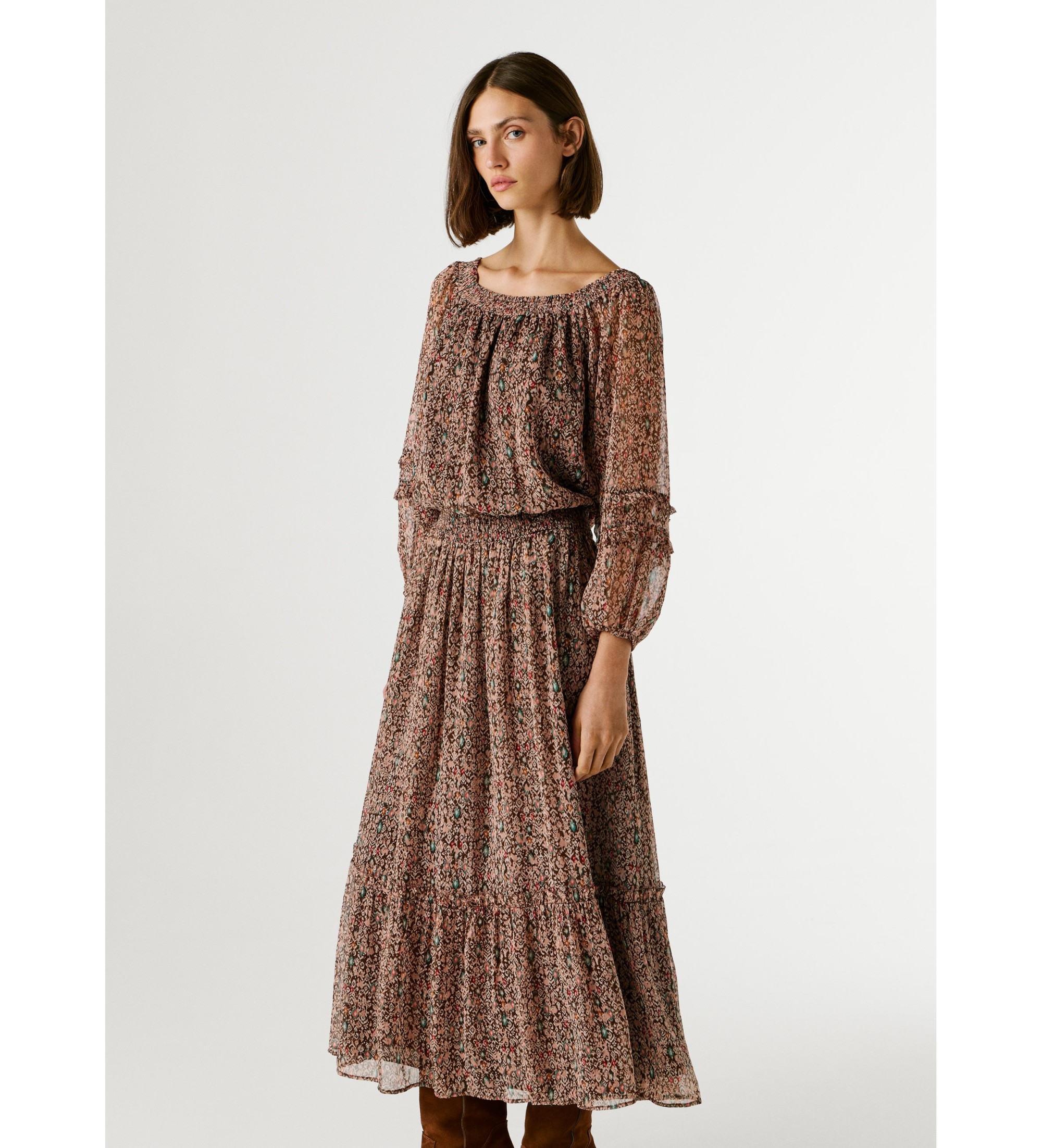 Pepe Jeans Brązowa sukienka Dorotea