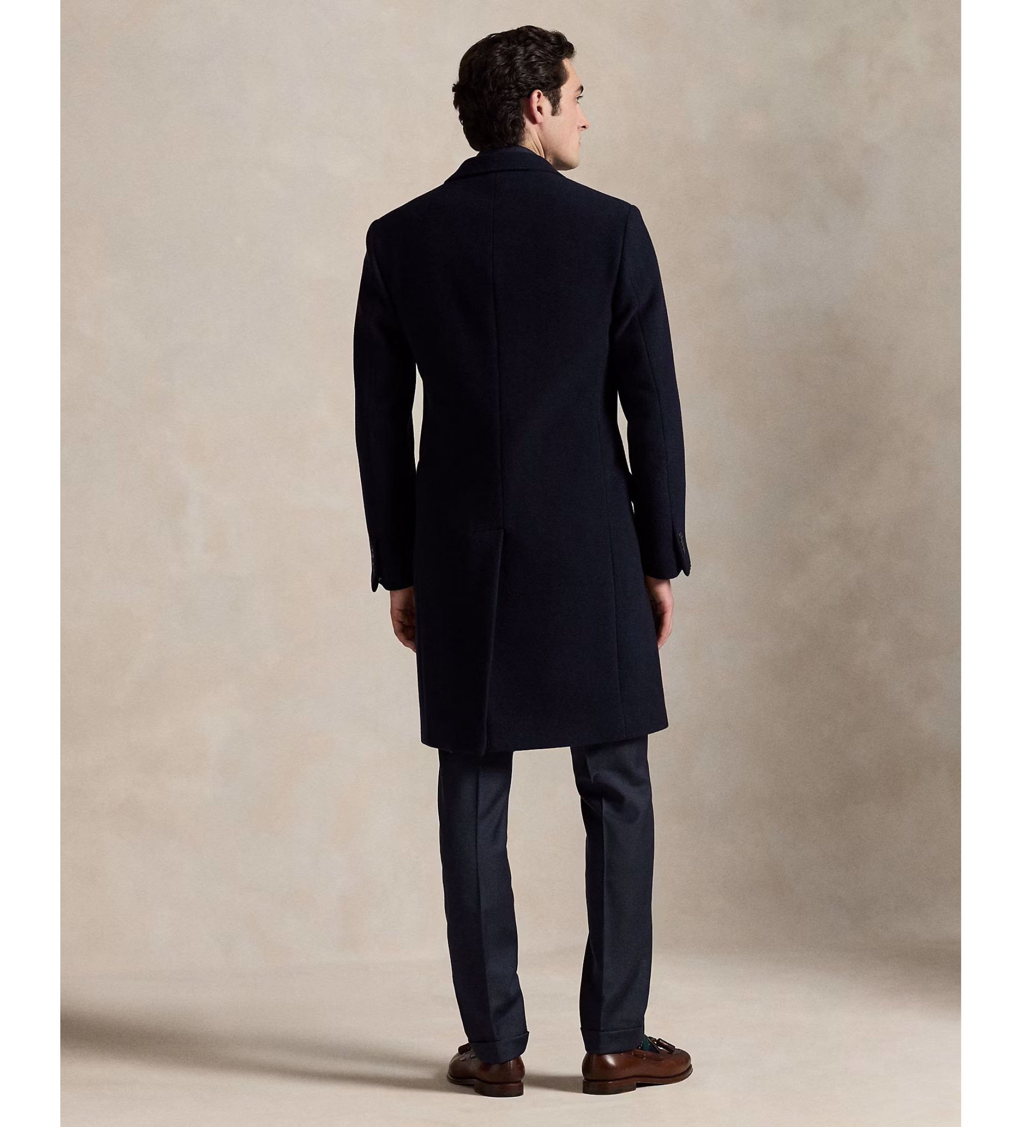 Polo Ralph Lauren Navy melton three-quarter length coat