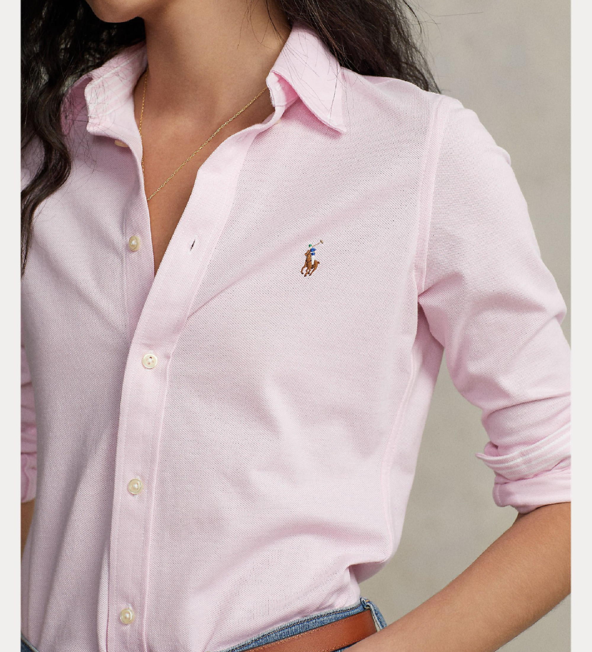 Polo Ralph Lauren Chemise Slim Fit en jersey de coton oxford rose