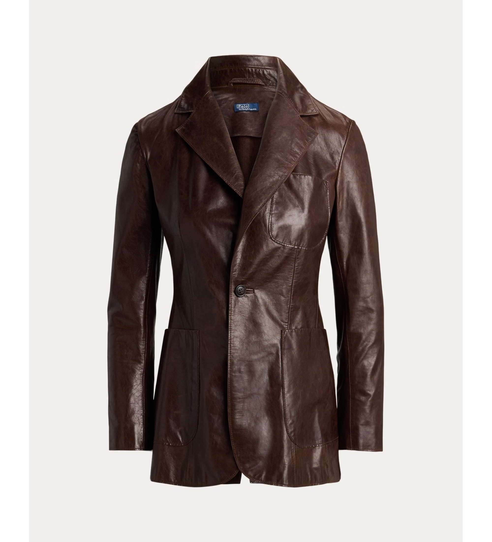 Polo Ralph Lauren Brown single-breasted leather jacket with single