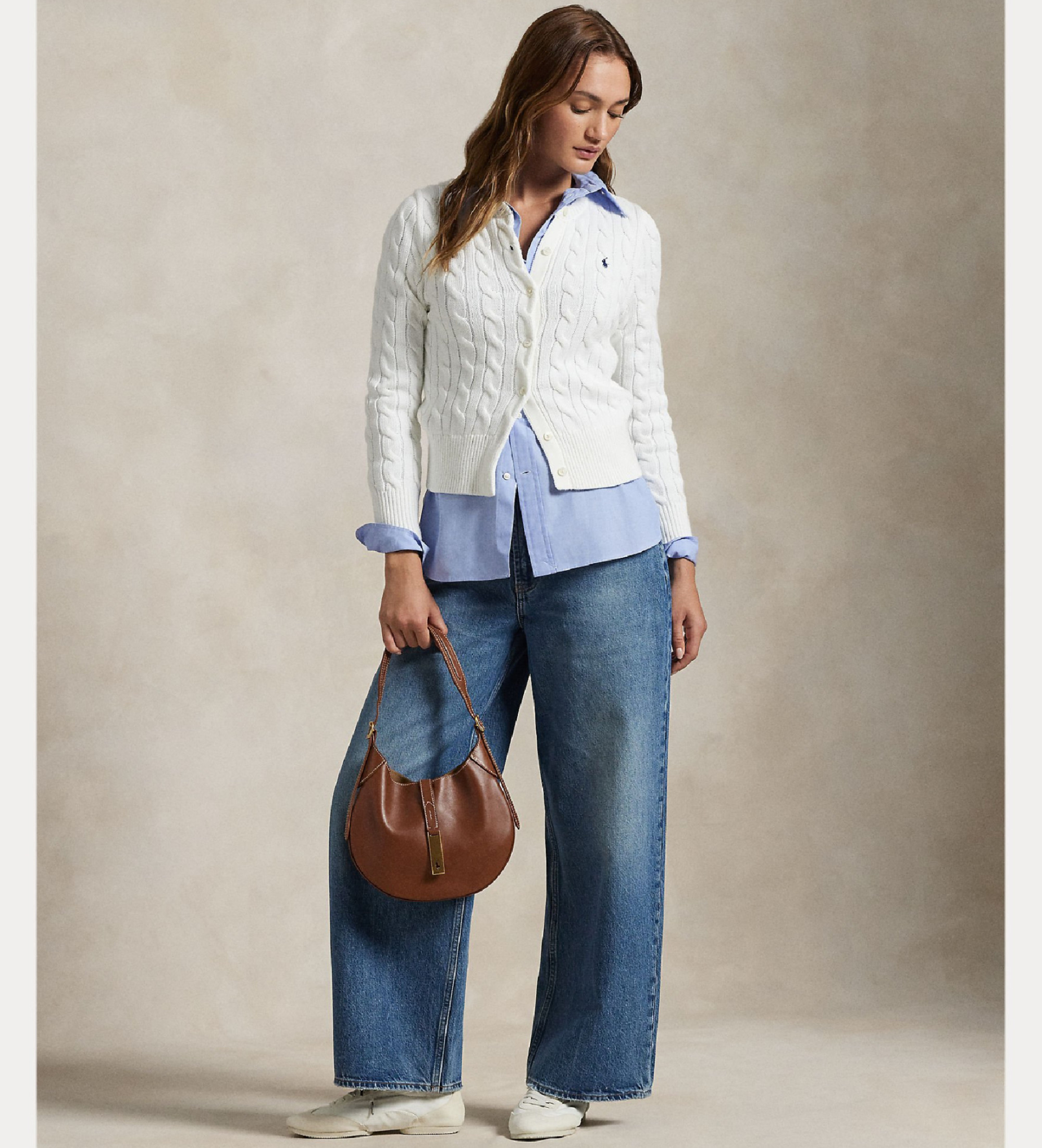 Polo Ralph Lauren Cardigan en coton tricoté en huit blanc