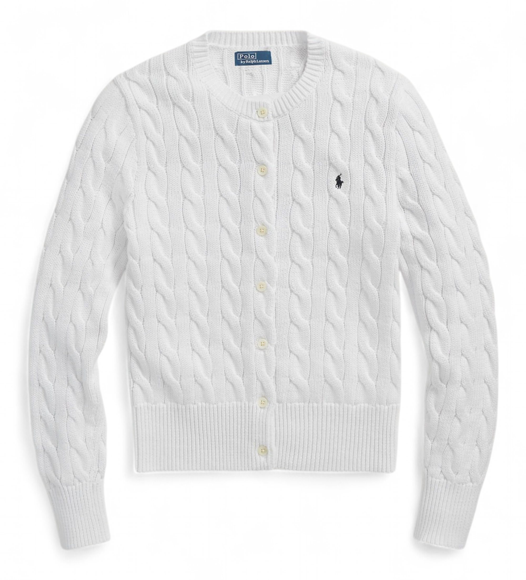Polo Ralph Lauren Cardigan en coton tricoté en huit blanc