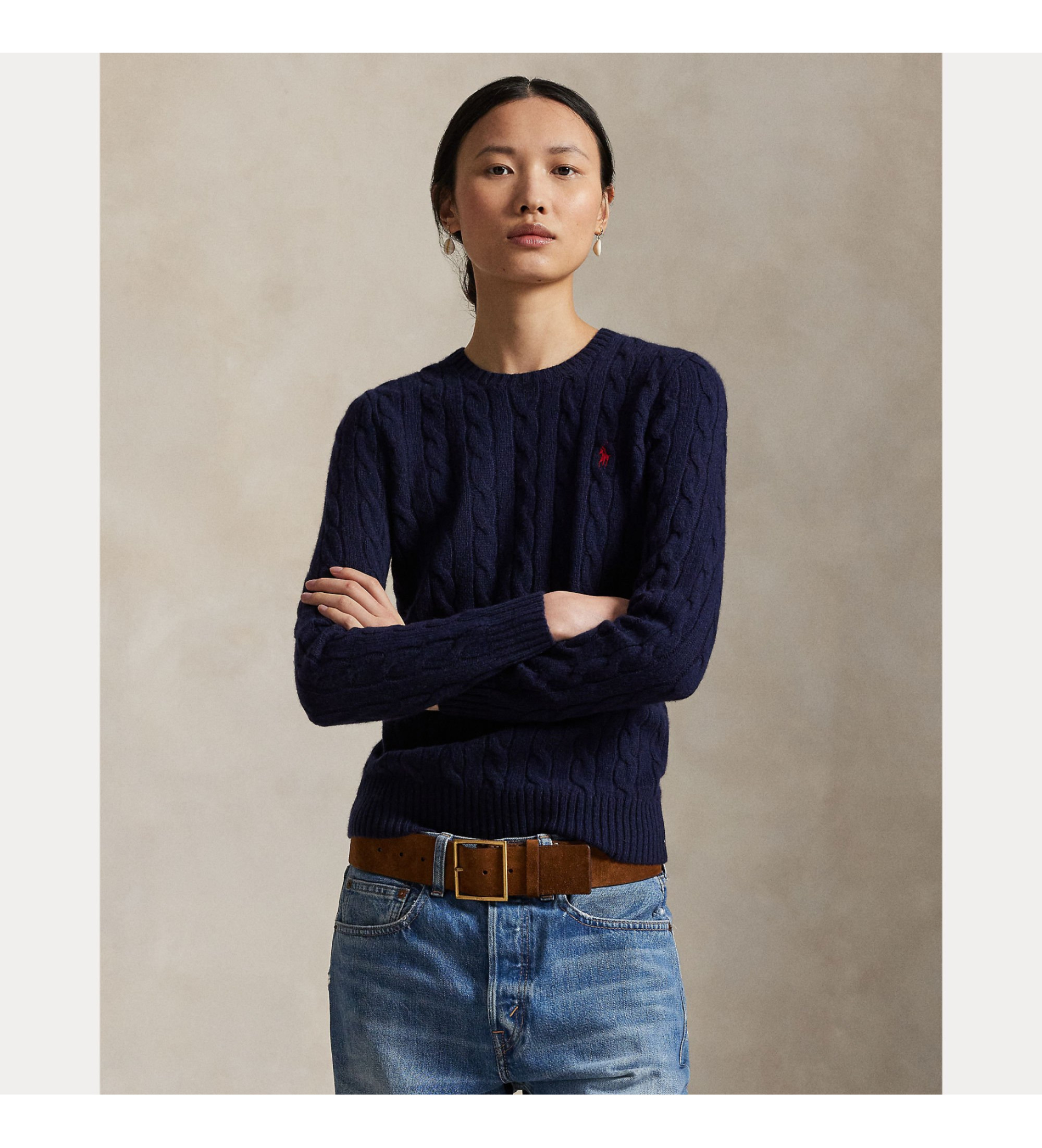 Polo Ralph Lauren Pull en laine torsadée marine Polo Ralph Lauren Pull en laine torsadée marine