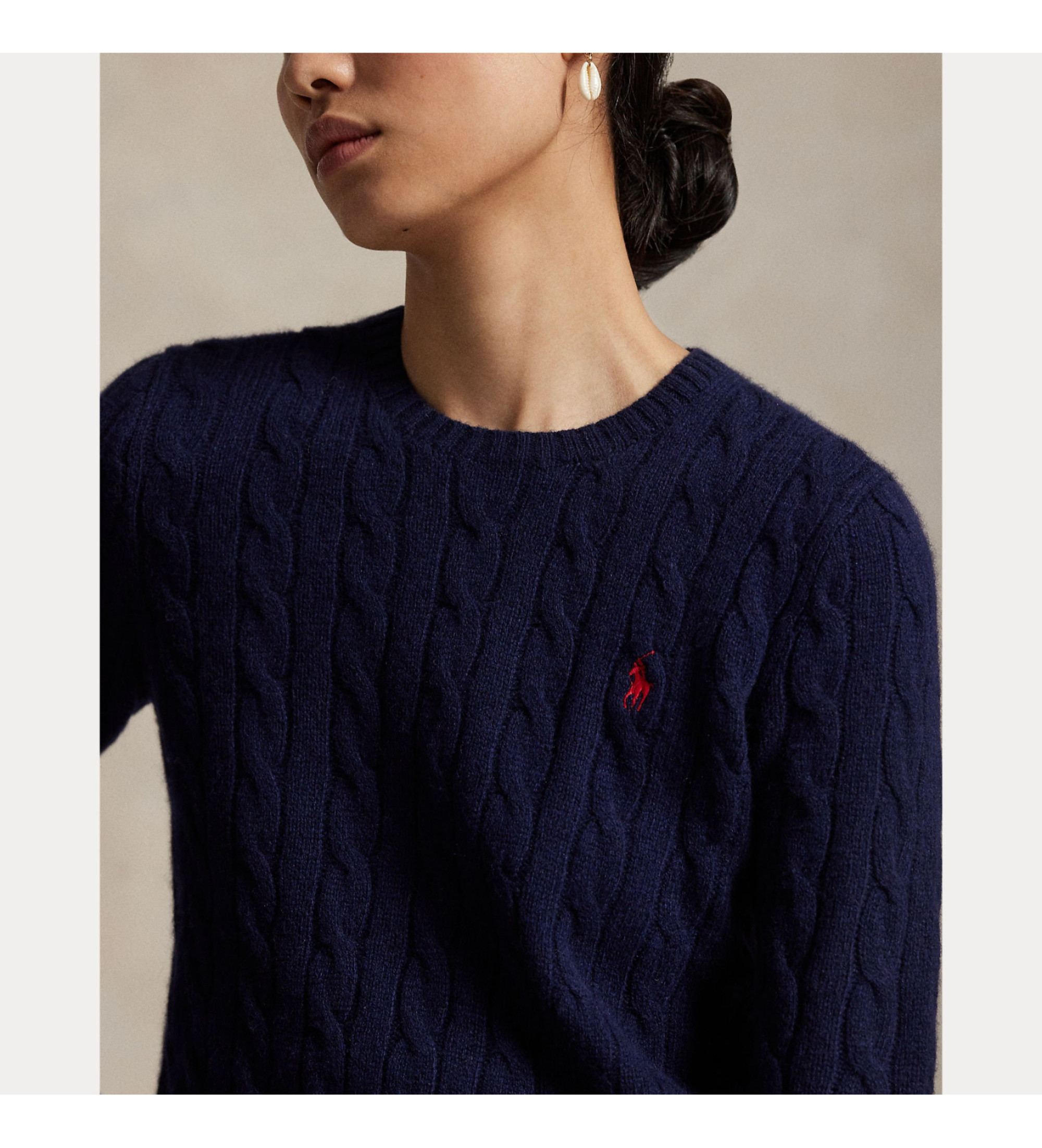 Polo Ralph Lauren Pull en laine torsadée marine Polo Ralph Lauren Pull en laine torsadée marine
