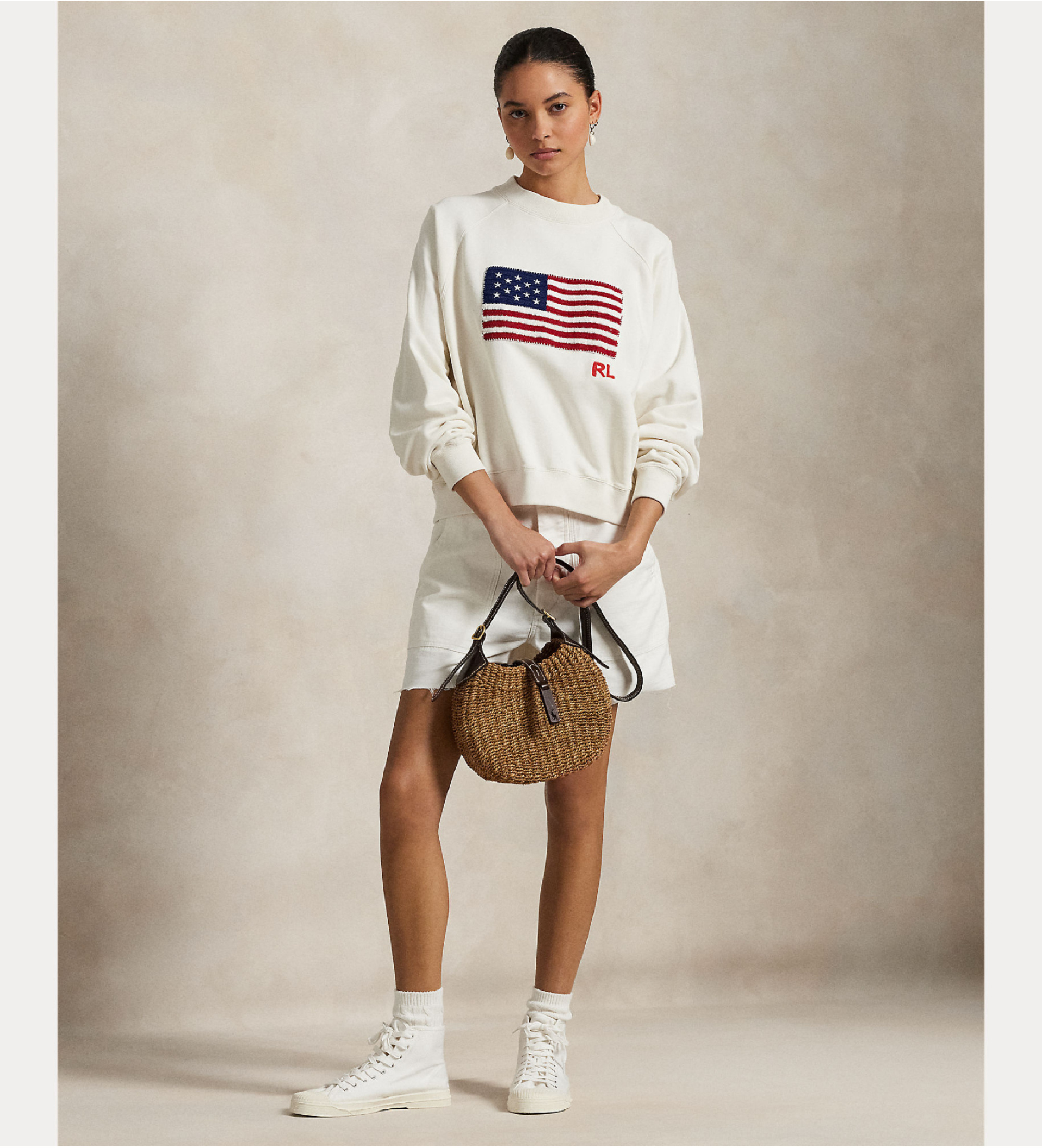 Polo Ralph Lauren Sweater Logo Flag French Terry wit
