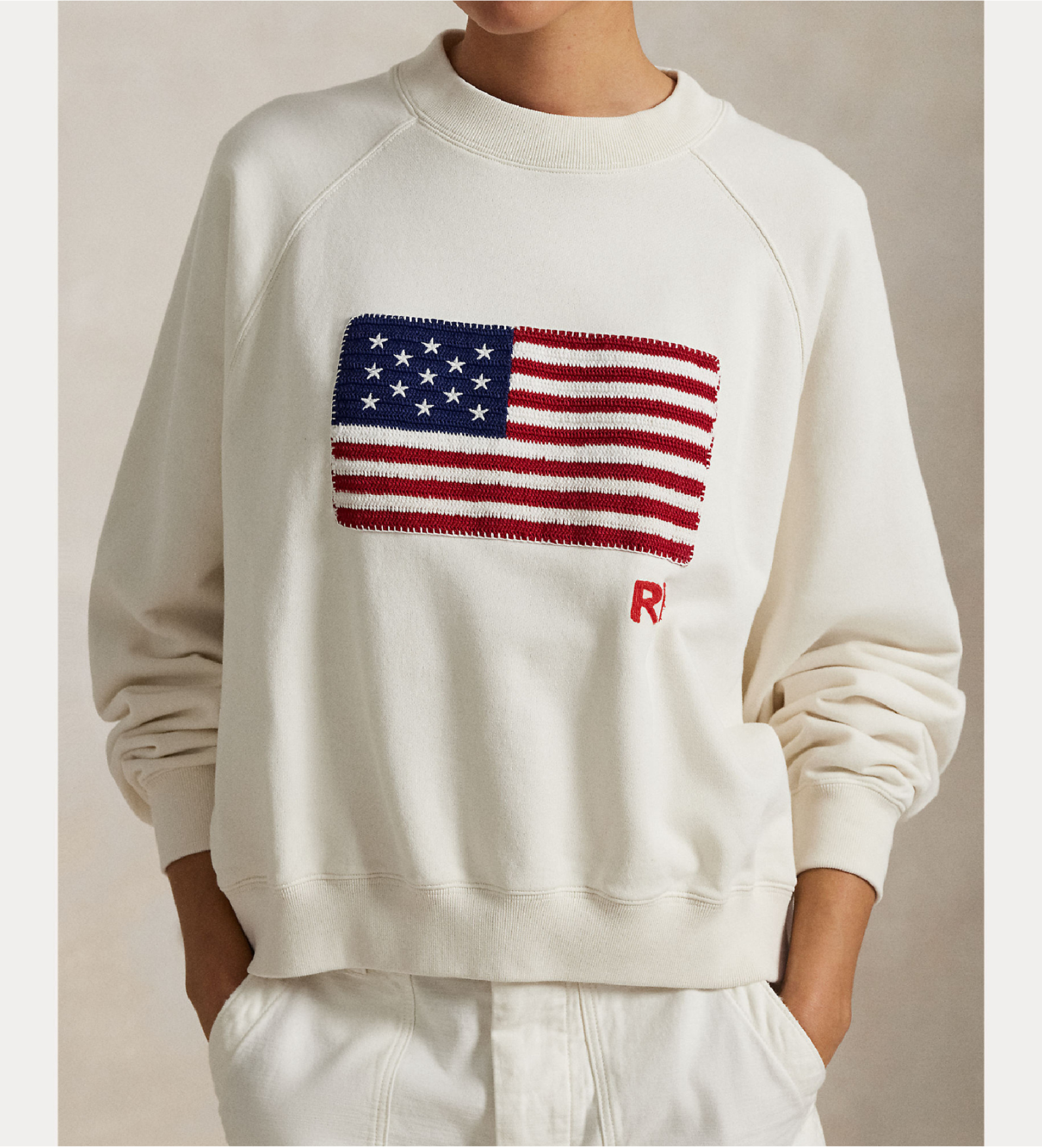 Polo Ralph Lauren Sweater Logo Flag French Terry wit