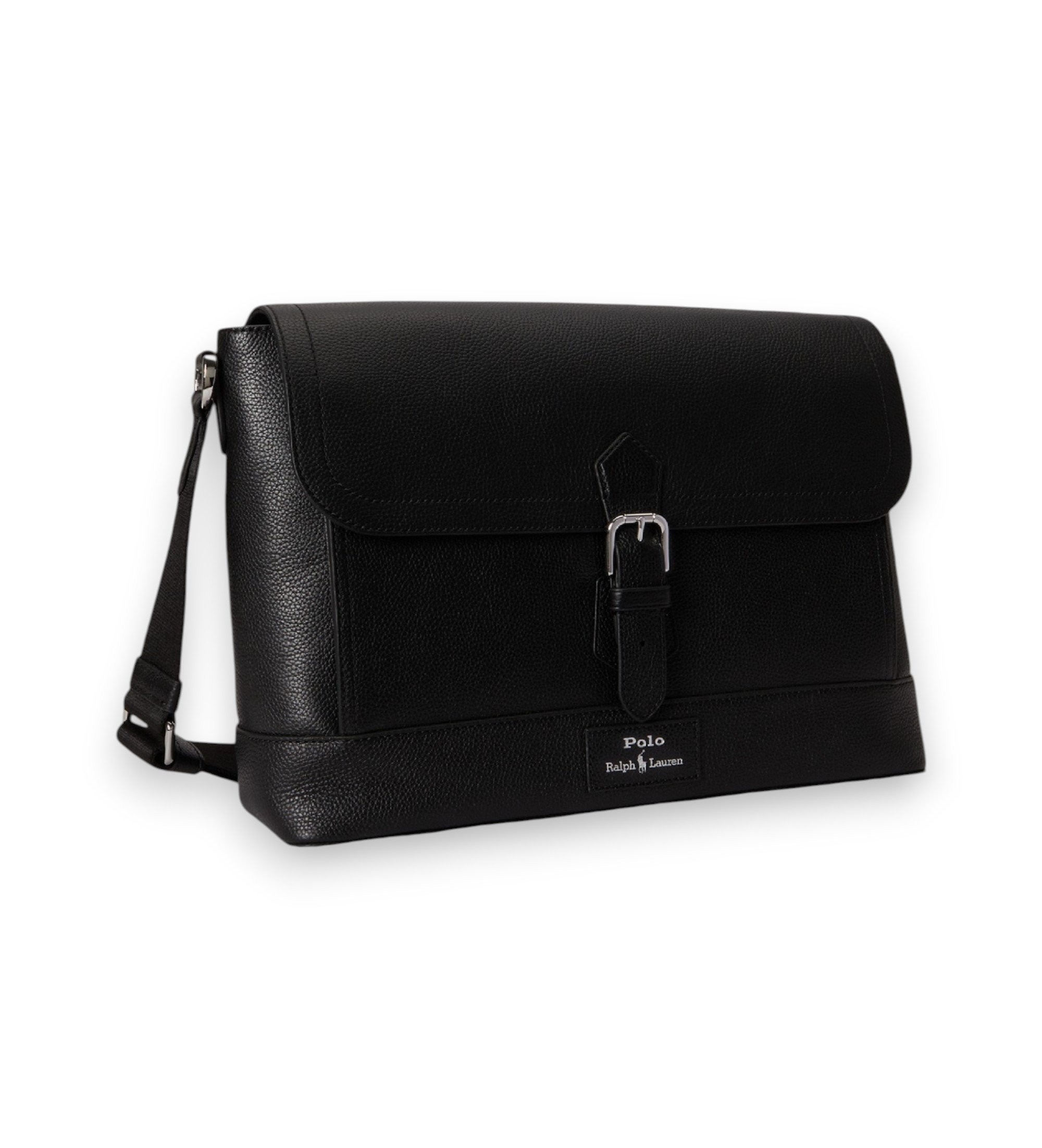 Polo Ralph Lauren Black grained leather messenger bag - Esdemarca