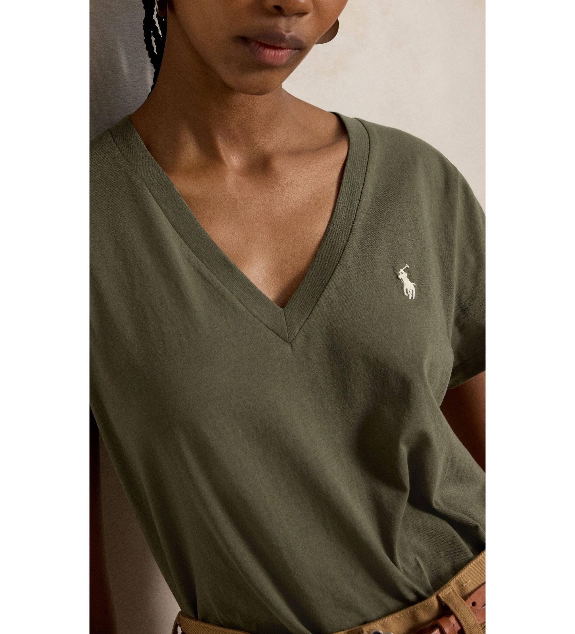 Polo Ralph Lauren Koszulka dzianinowa z dekoltem w serek zielona