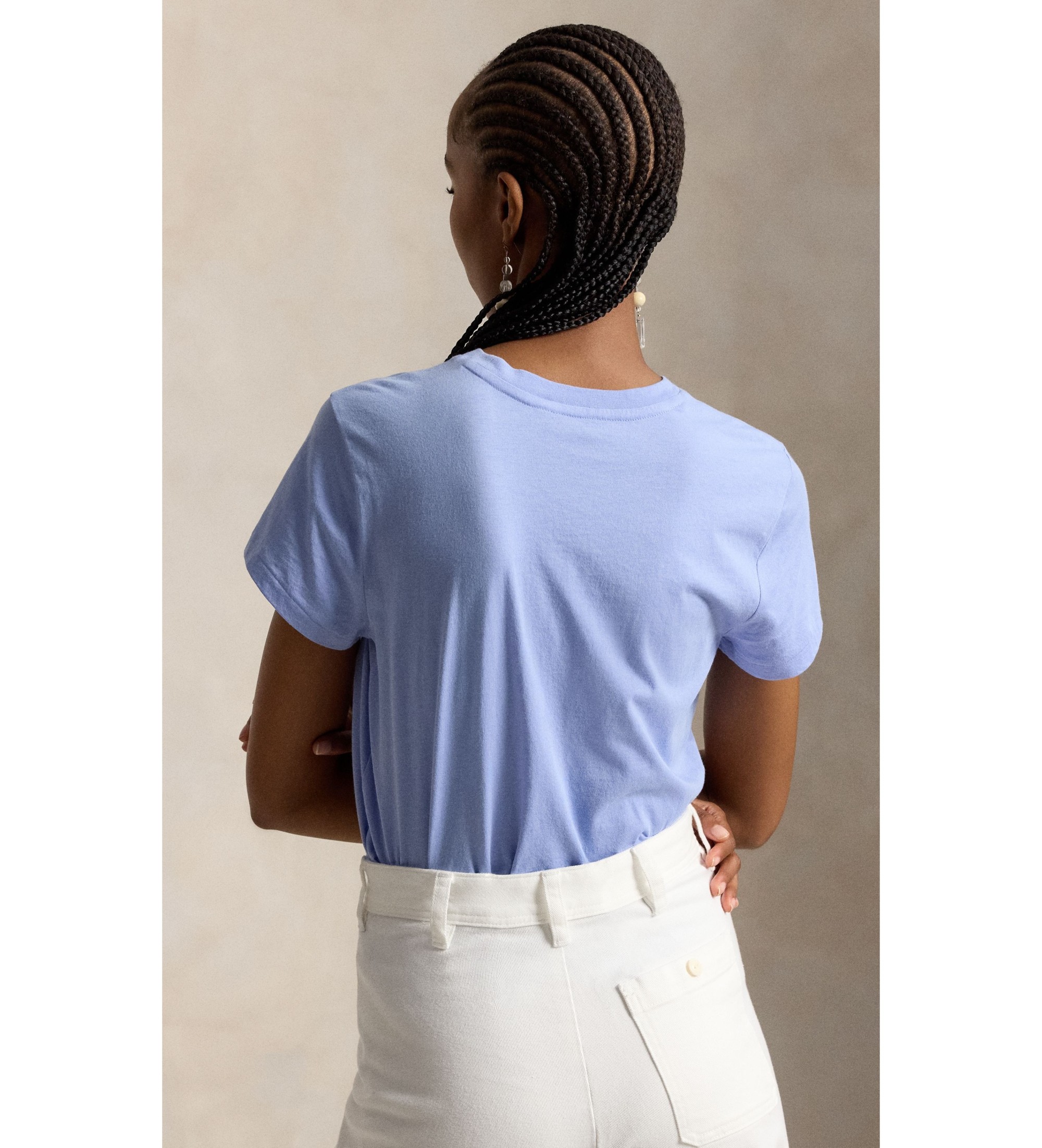 Polo Ralph Lauren Jasnoniebieska koszulka z dzianiny bawe?nianej Classic Fit