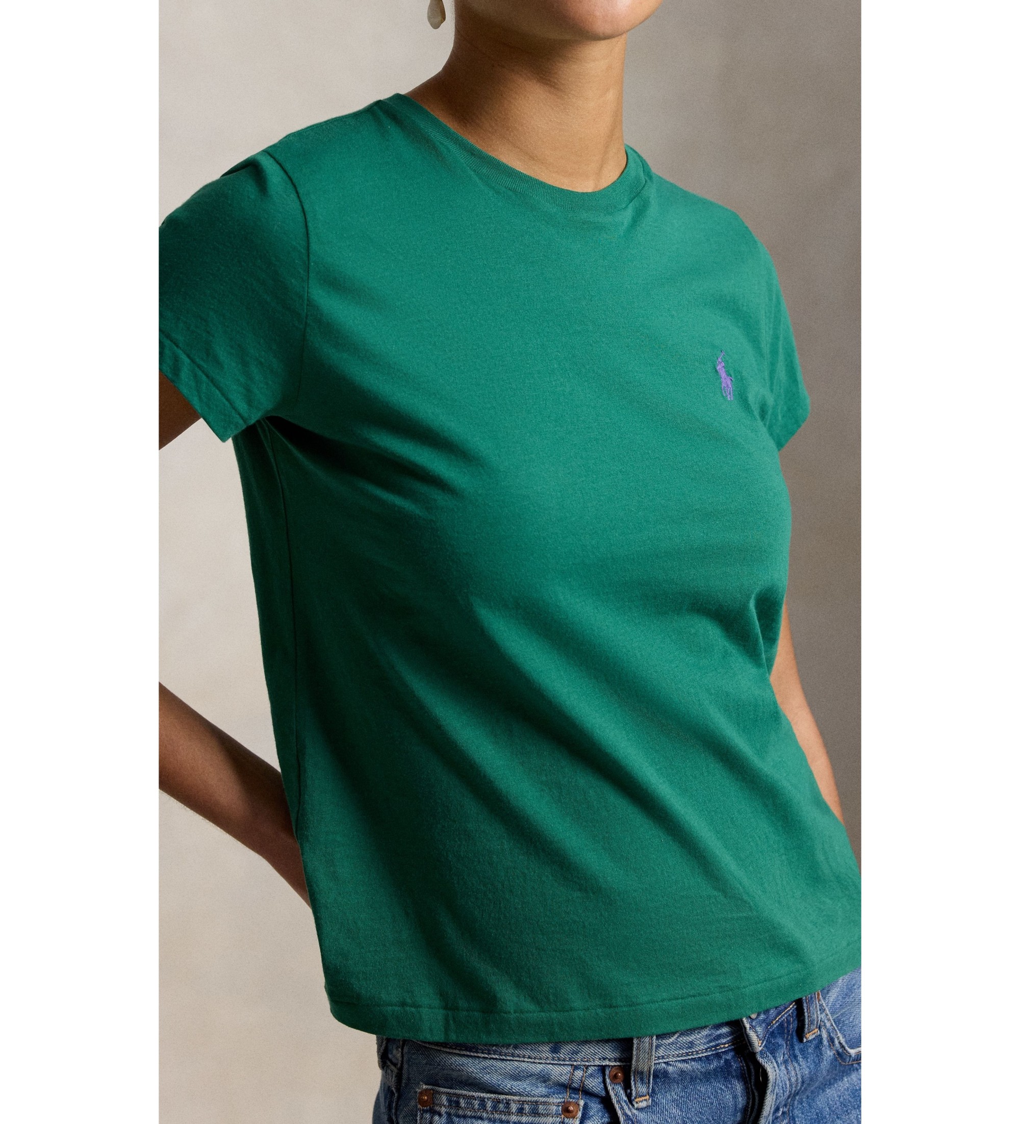 Polo Ralph Lauren Zielona koszulka z dzianiny bawe?nianej Classic Fit