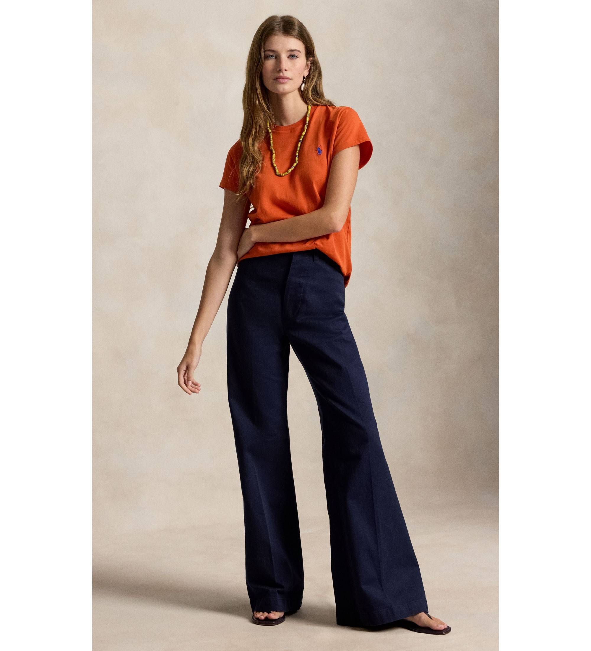 Polo Ralph Lauren Pomara?czowa koszulka z dzianiny bawe?nianej Classic Fit