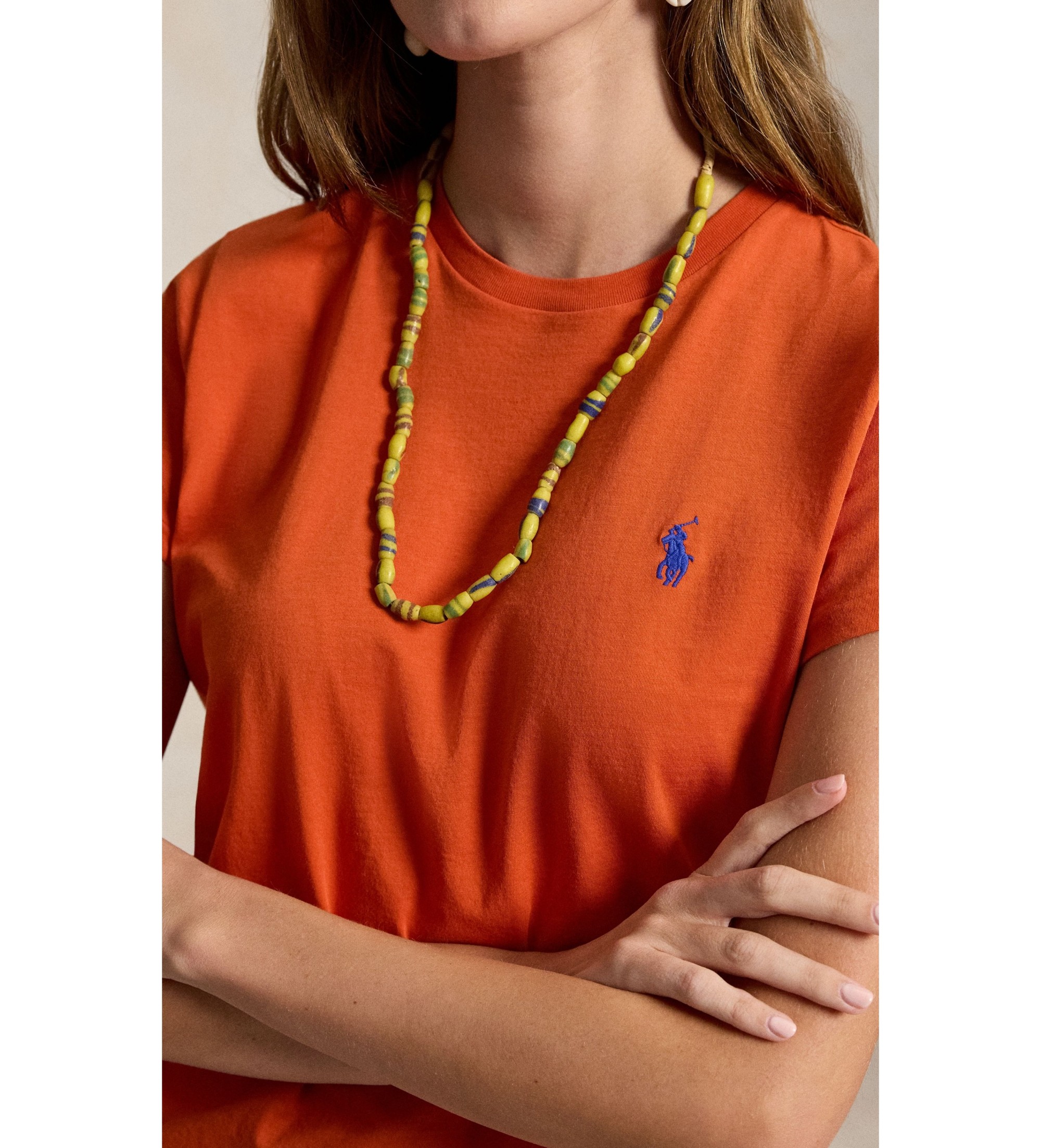 Polo Ralph Lauren Pomara?czowa koszulka z dzianiny bawe?nianej Classic Fit