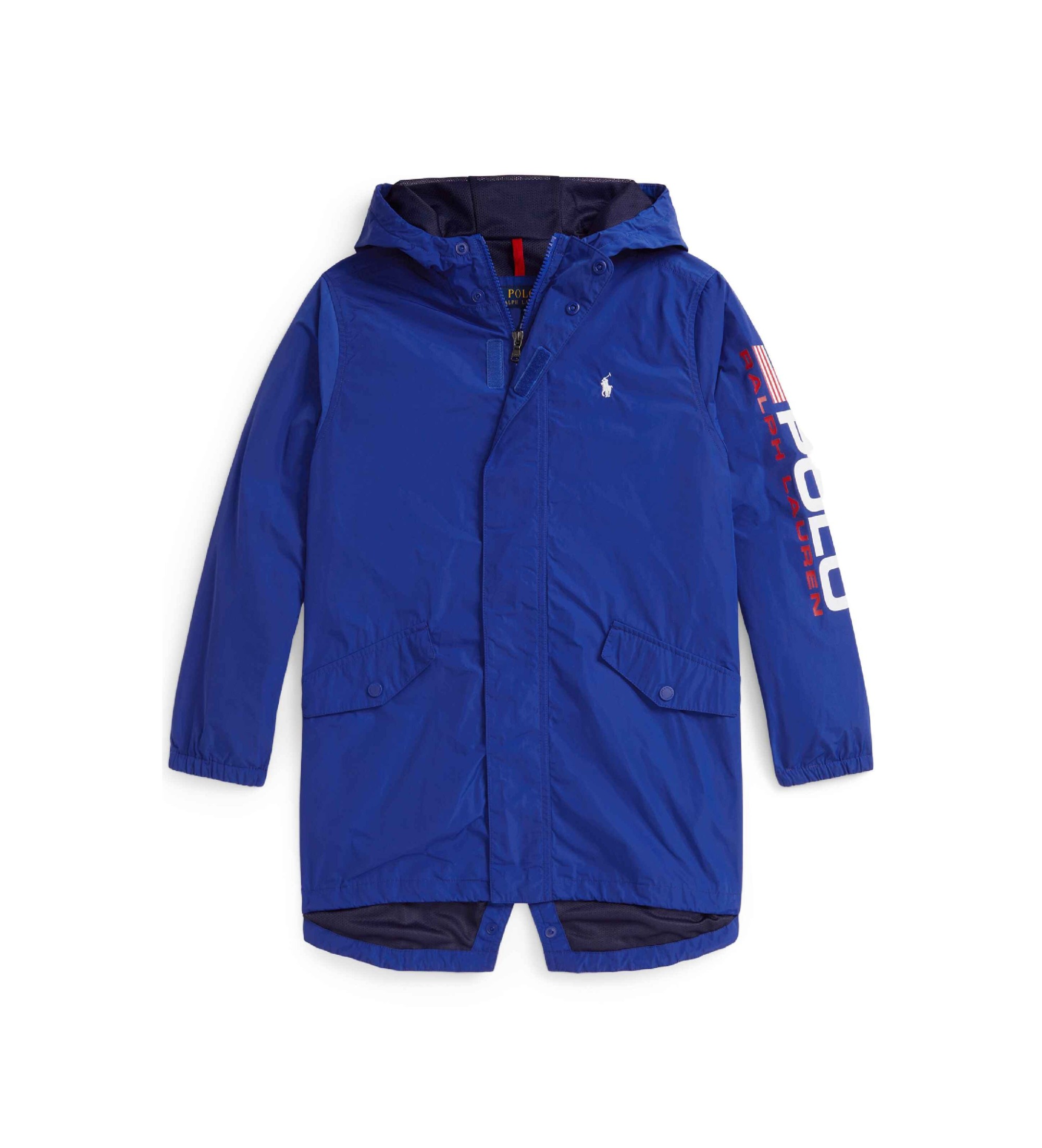 Polo Ralph Lauren Lange jas met capuchon en logo blauw