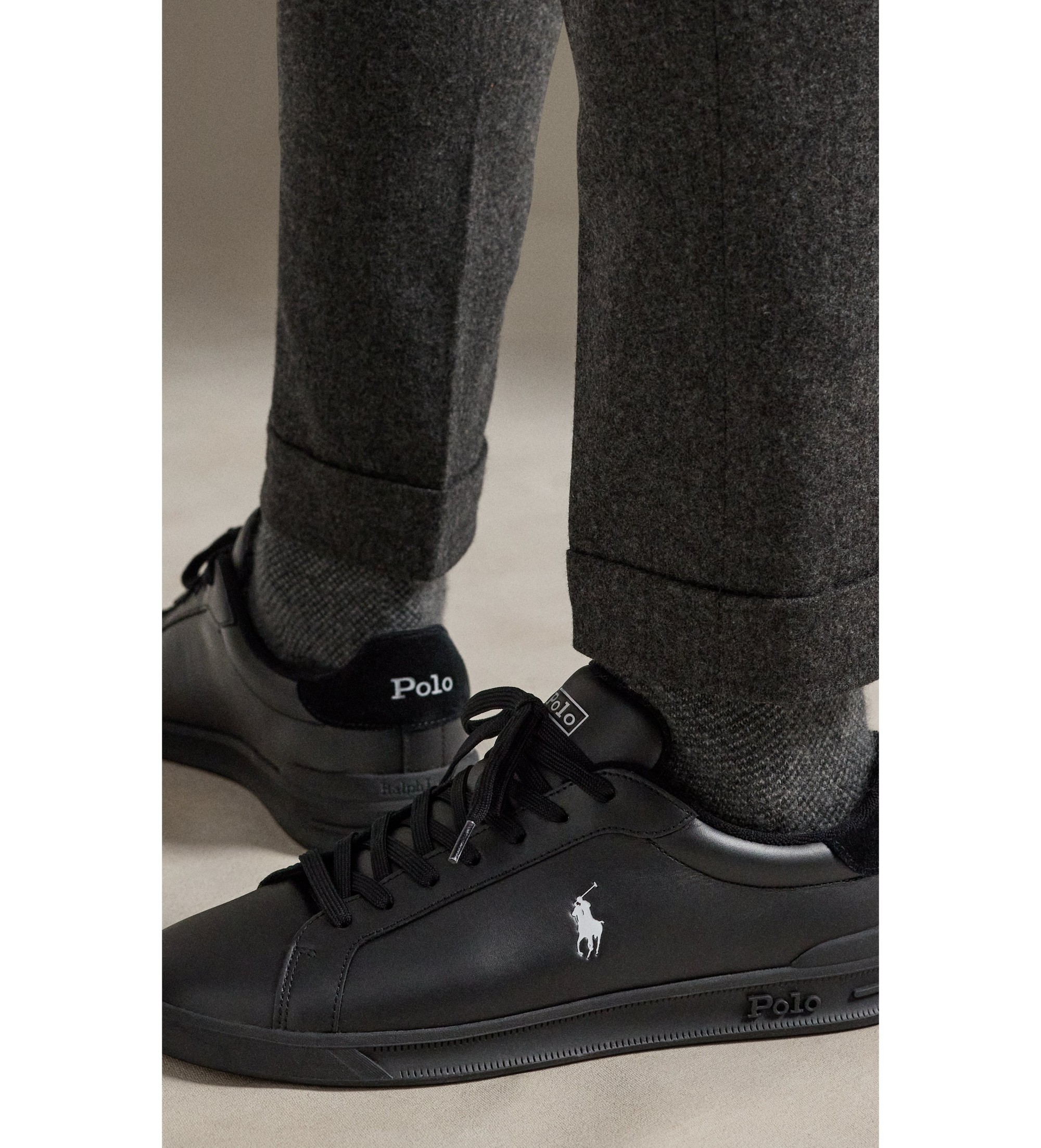 Polo Ralph Lauren Heritage Court II sorte tr�ningssko i l�der