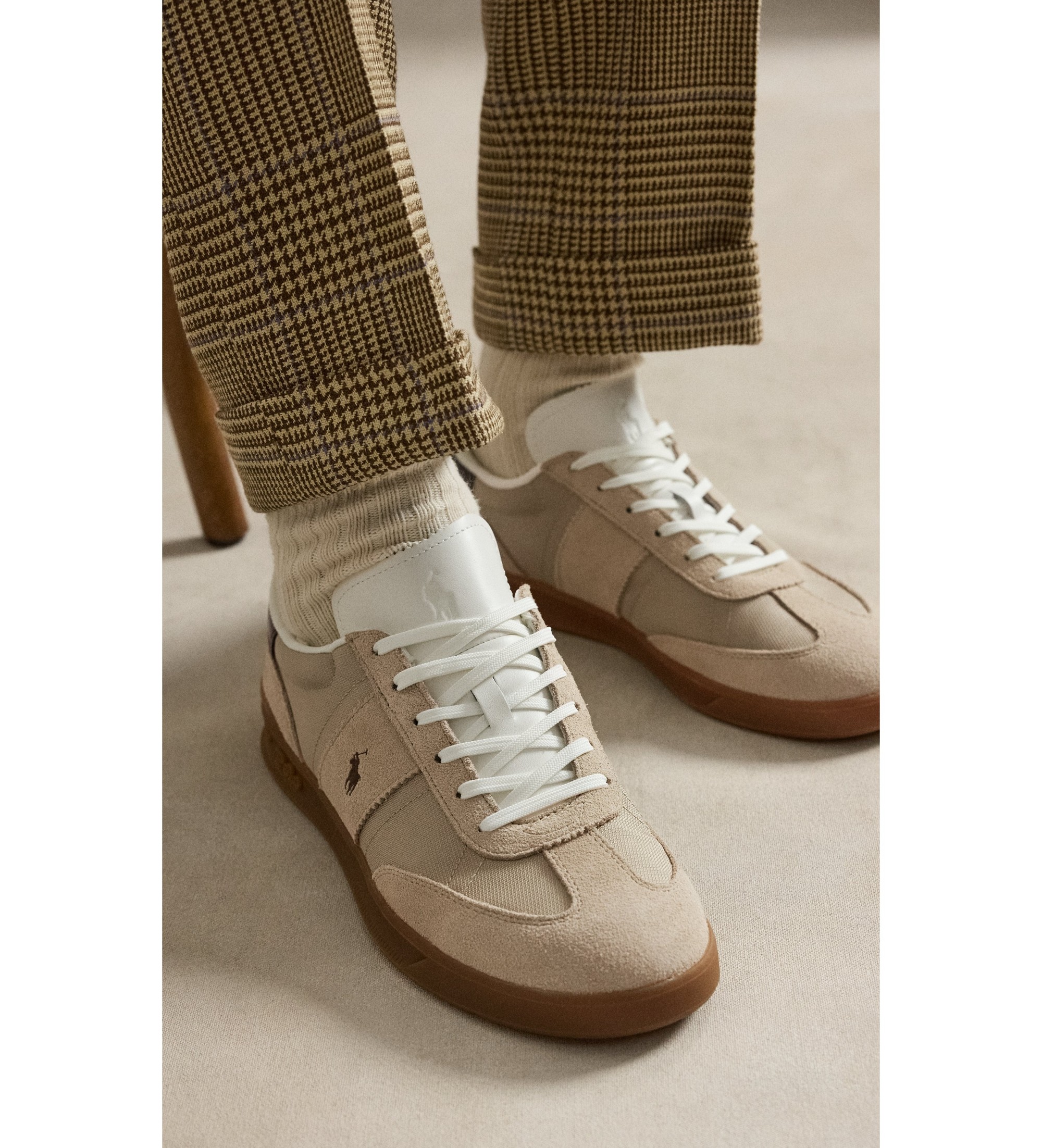 Polo Ralph Lauren Heritage Aera beige suede trainers