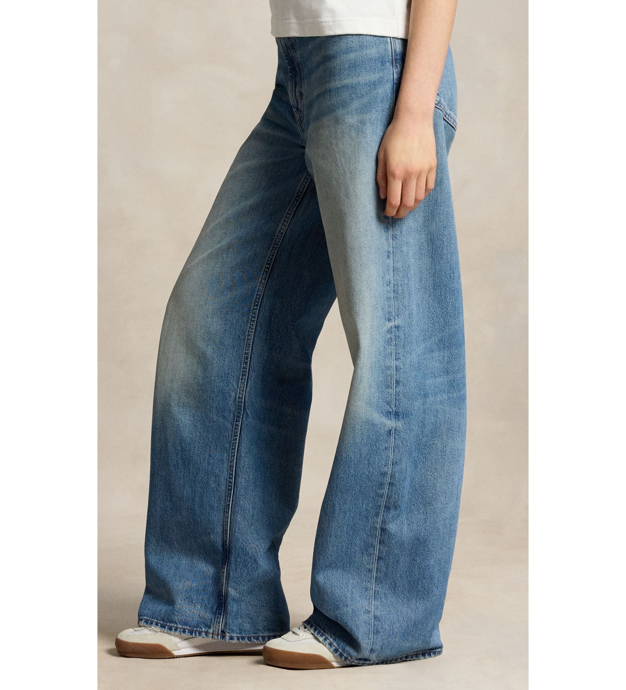 Polo Ralph Lauren Niebieskie jeansy o luźnym kroju z szerokimi nogawkami