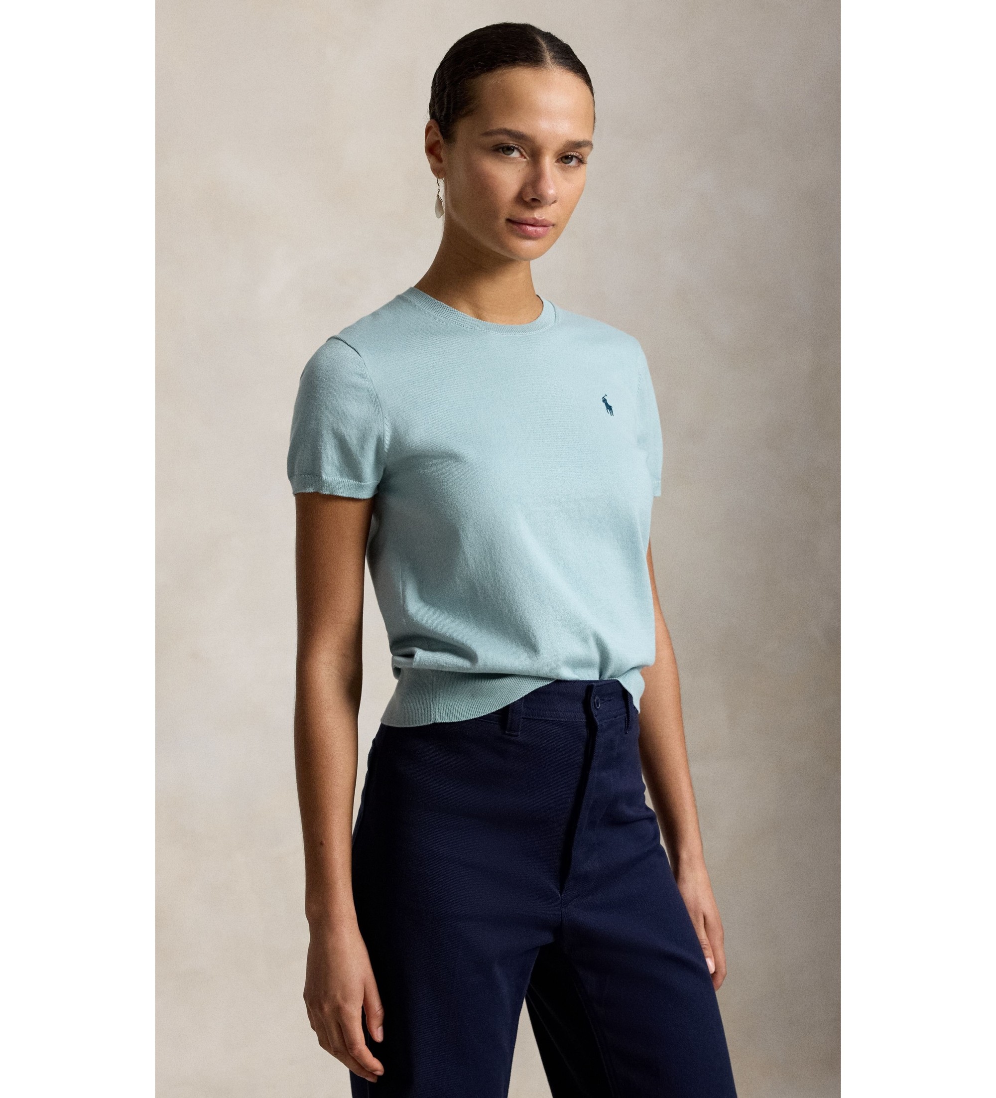 Polo Ralph Lauren Turquoise T-shirt met korte mouwen en ronde hals