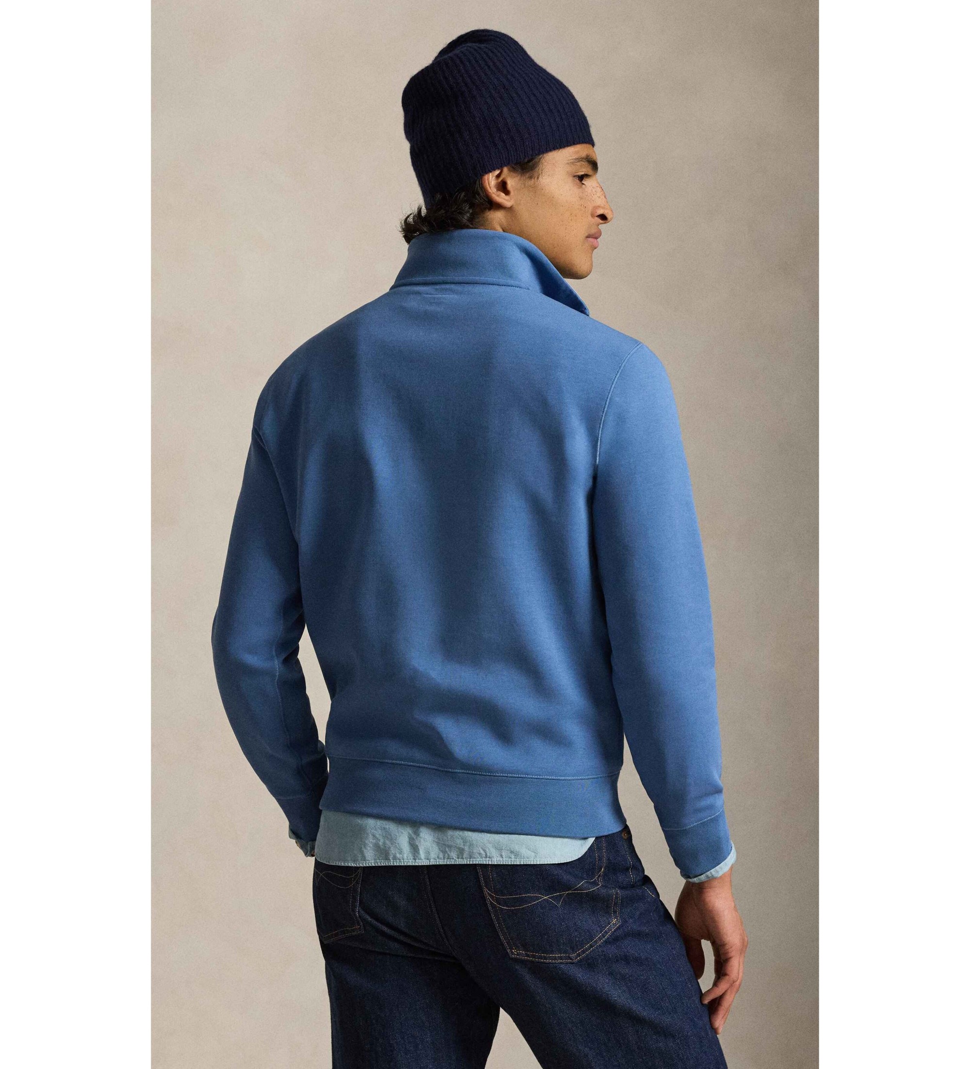 Polo Ralph Lauren Doppelt gestrickter Pullover mit kurzem Rei�verschluss blau