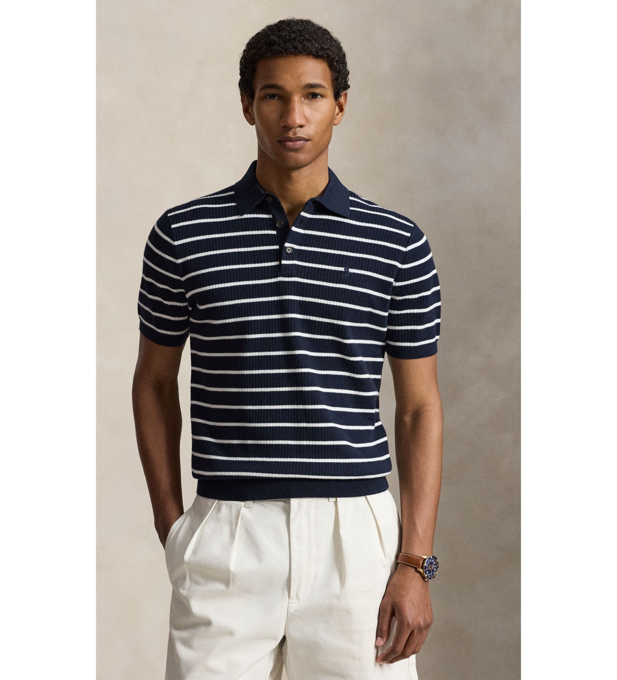 Polo Ralph Lauren Jersey tipo polo de algodón acanalado marino