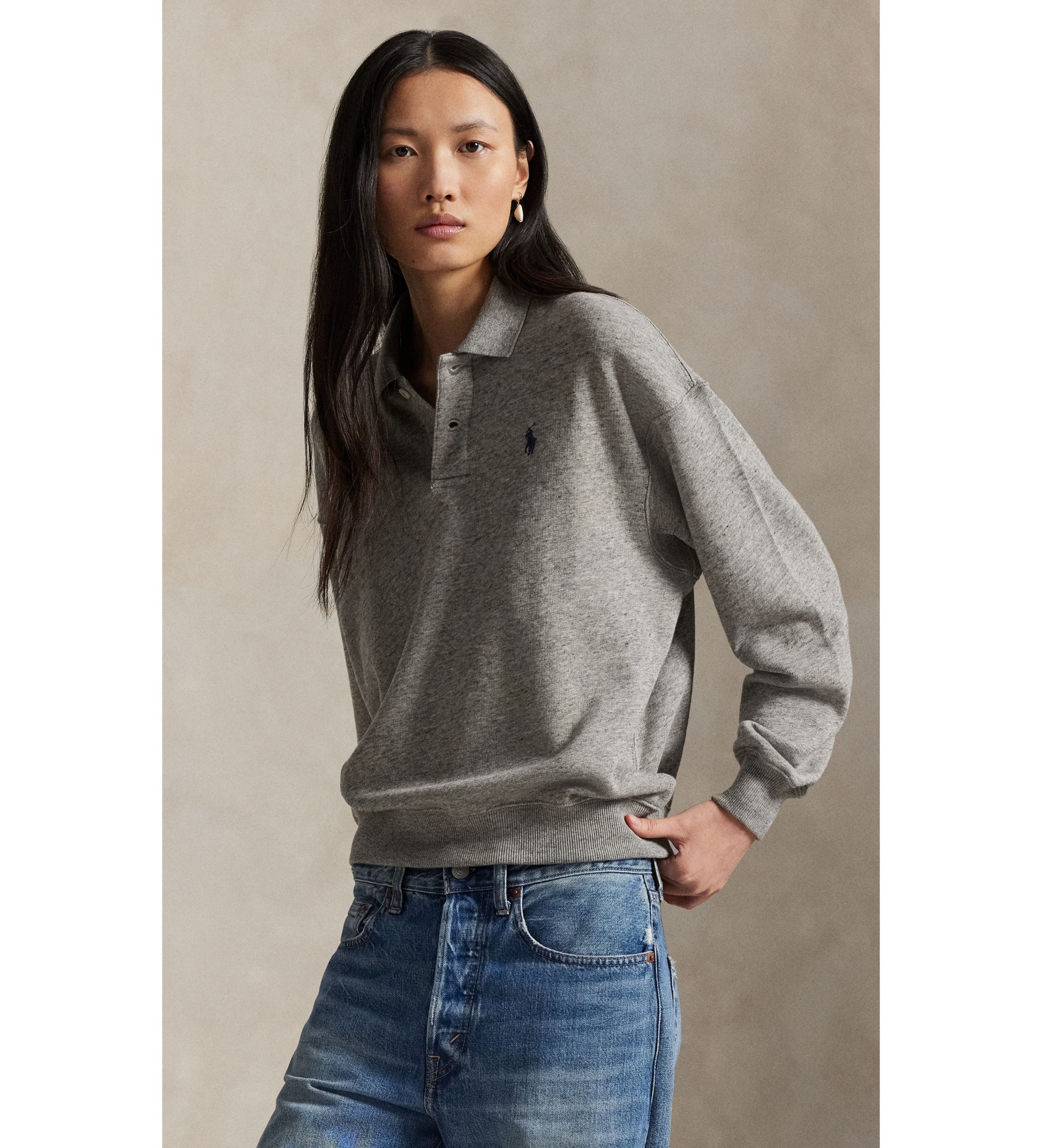 Polo Ralph Lauren Poloshirt aus leichtem grauem Frottee