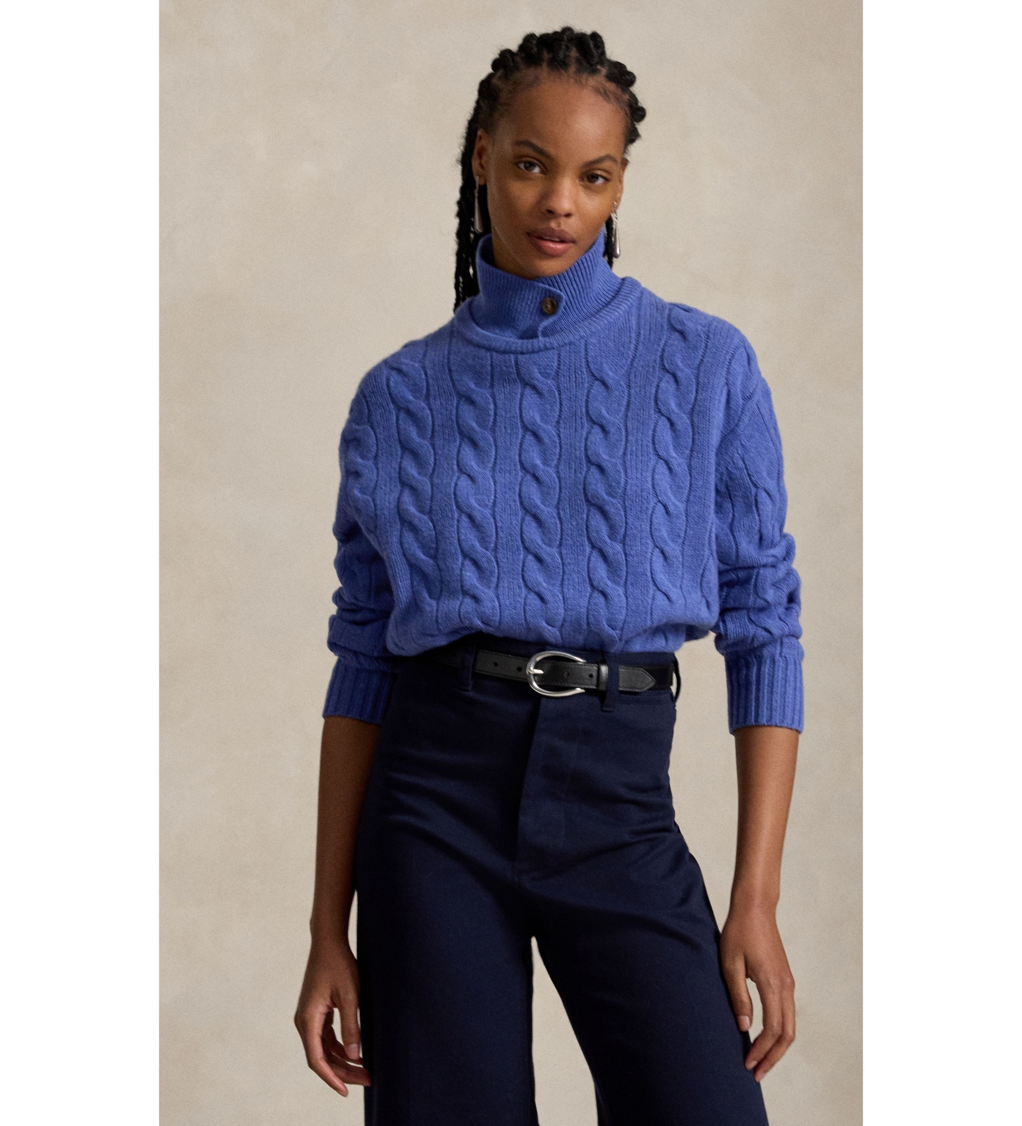Polo Ralph Lauren Jersey tipo polo de lana y cachemira azul