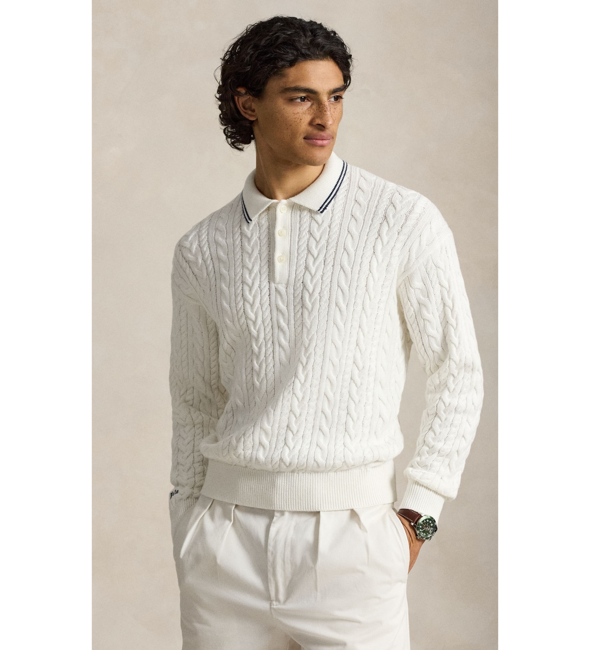 Polo Ralph Lauren Polo trui in wit kabelbreisel
