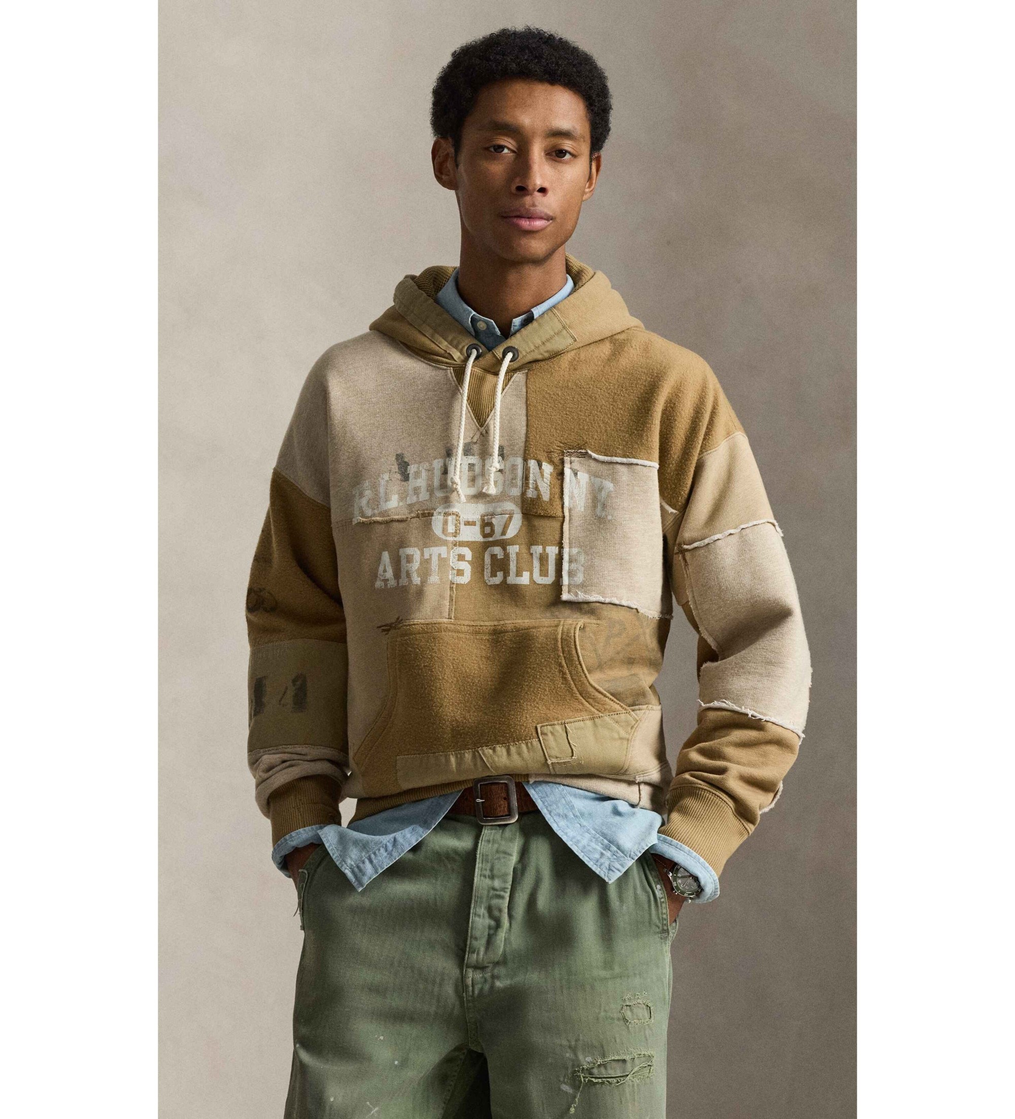 Polo Ralph Lauren Beżowa bluza polarowa z kapturem w stylu vintage