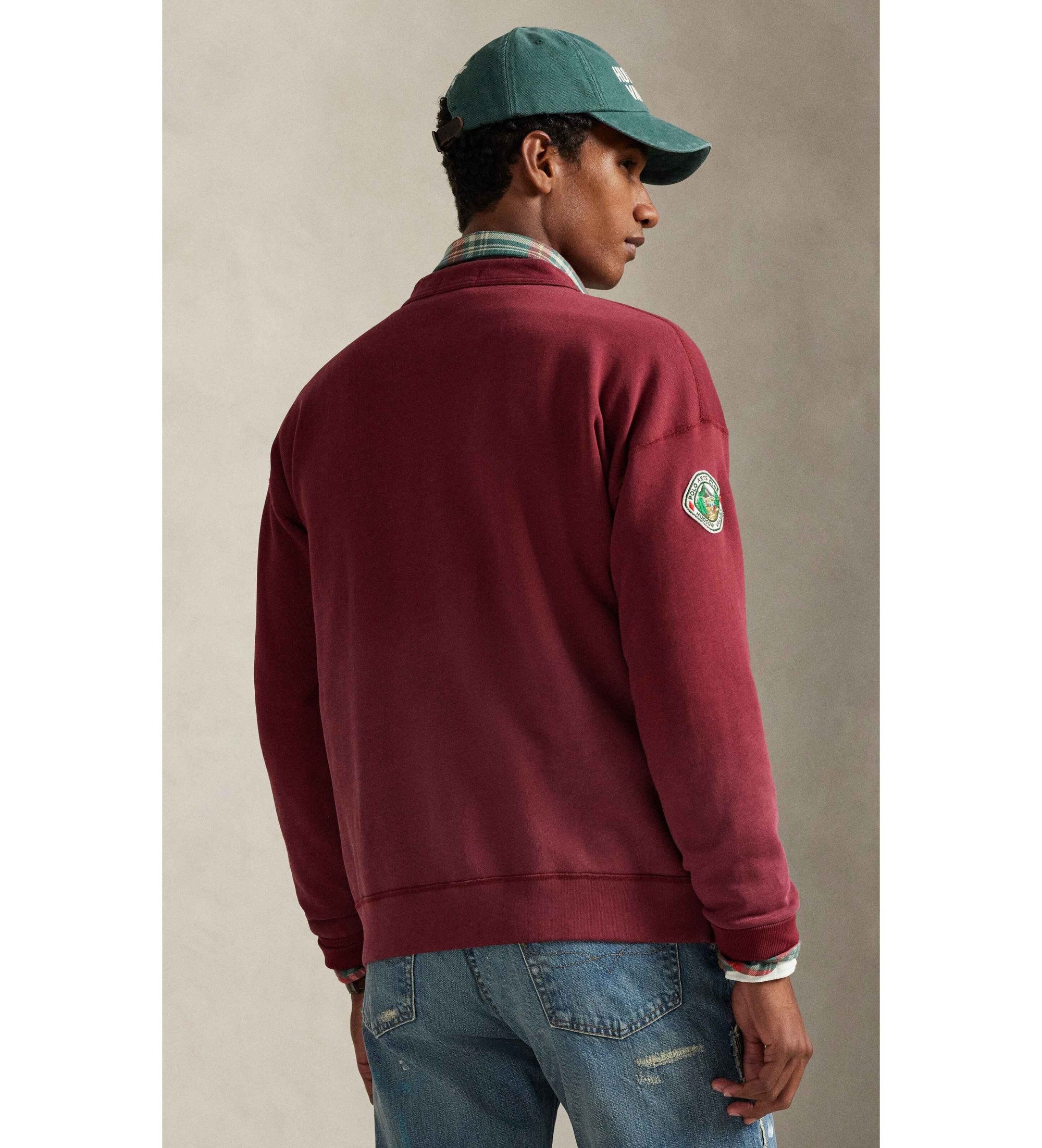 Polo Ralph Lauren Fleece sweatshirt met bordeauxrode vintage afbeeldingen