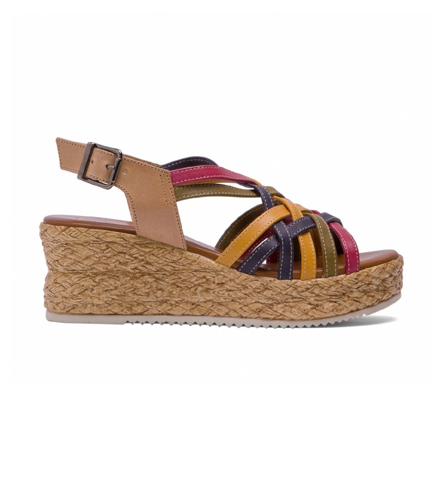 porronet Sandalias de piel Tamara multicolor -Altura cuña: 6.5cm- - Tienda Esdemarca calzado, moda y complementos - zapatos de marca zapatillas de marca