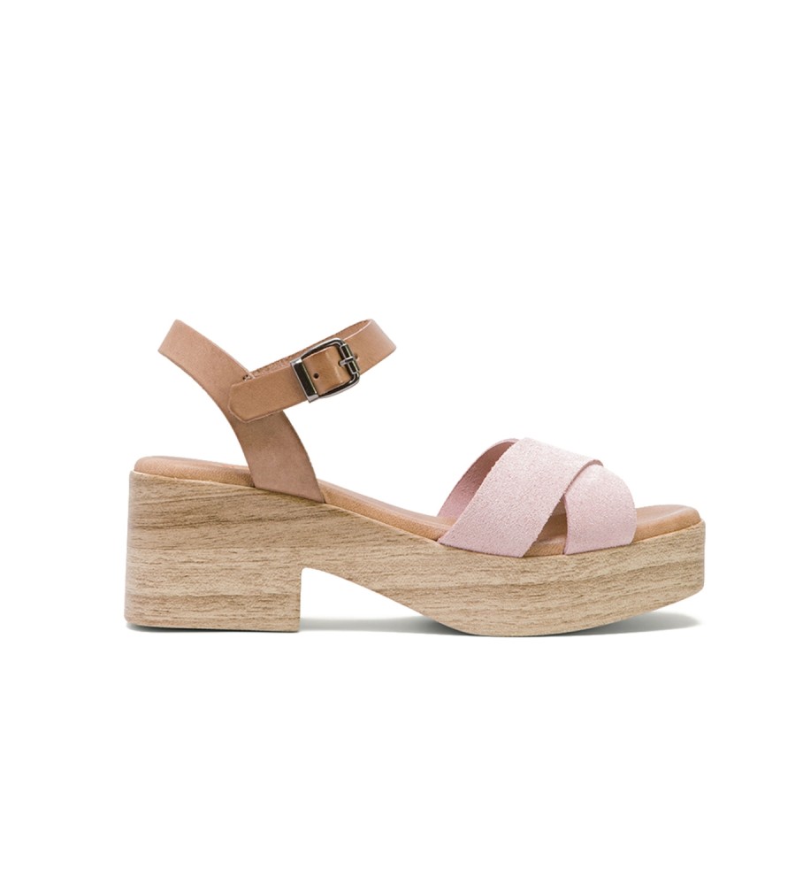 porronet Viviana Pink Taupe læder lav hæl sandal - Hælhøjde: 6cm - Esdemarca butik med fodtøj, mode og - bedste i og designersko