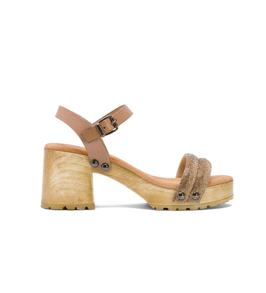 porronet Sandal Heel Taupe Platinum Serena Esdemarca butik med mode og tilbehør bedste mærker i sko og designersko