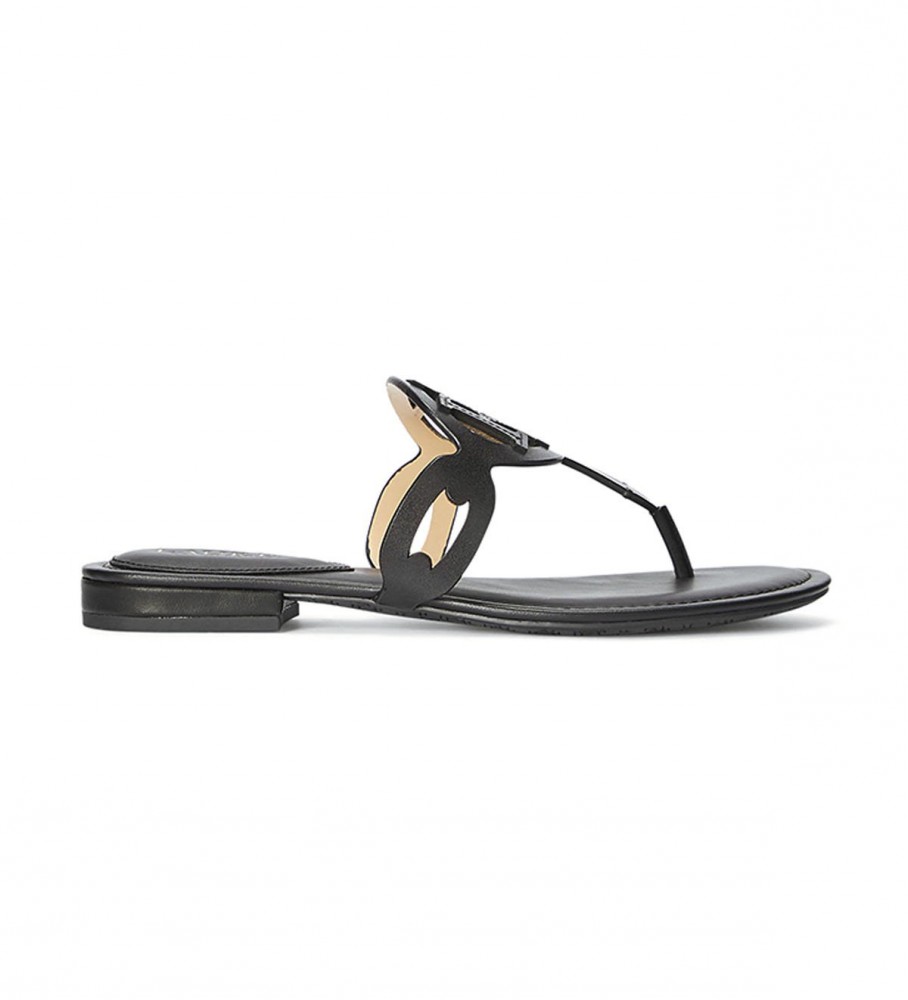 Ralph Lauren Audrie black leather sandals 
