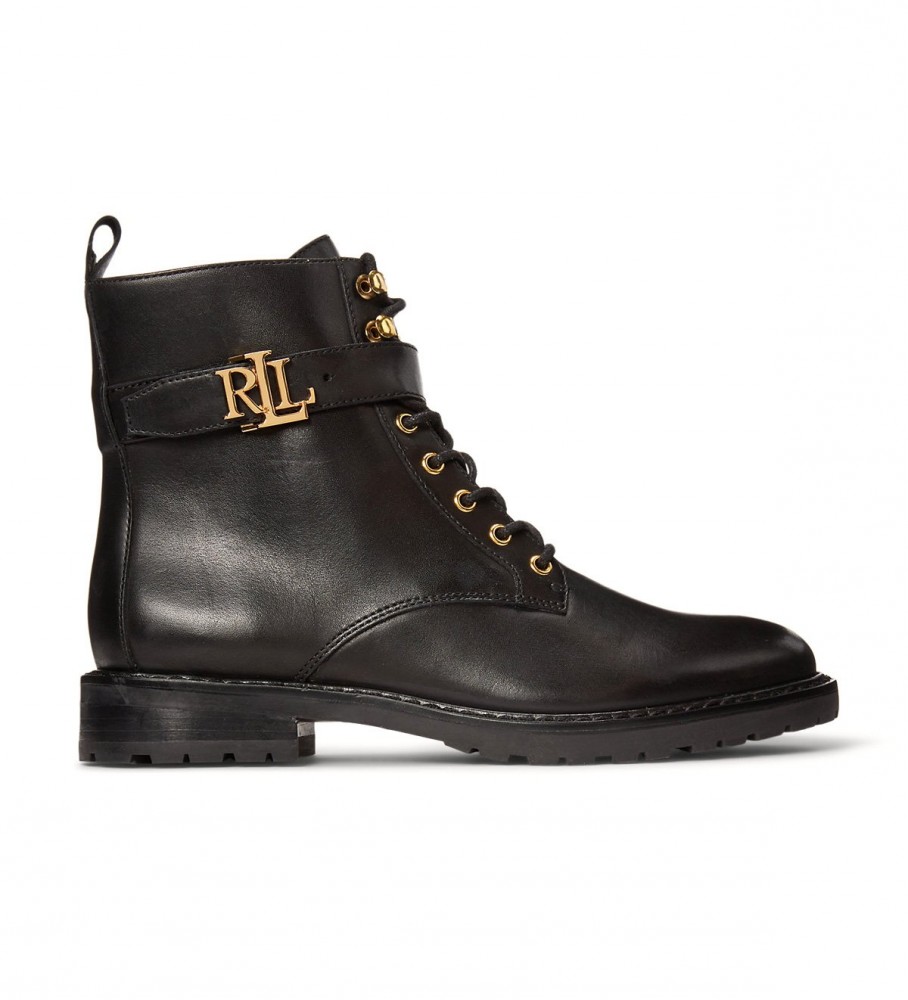 Ralph Lauren Eldridge bota de couro preto polido