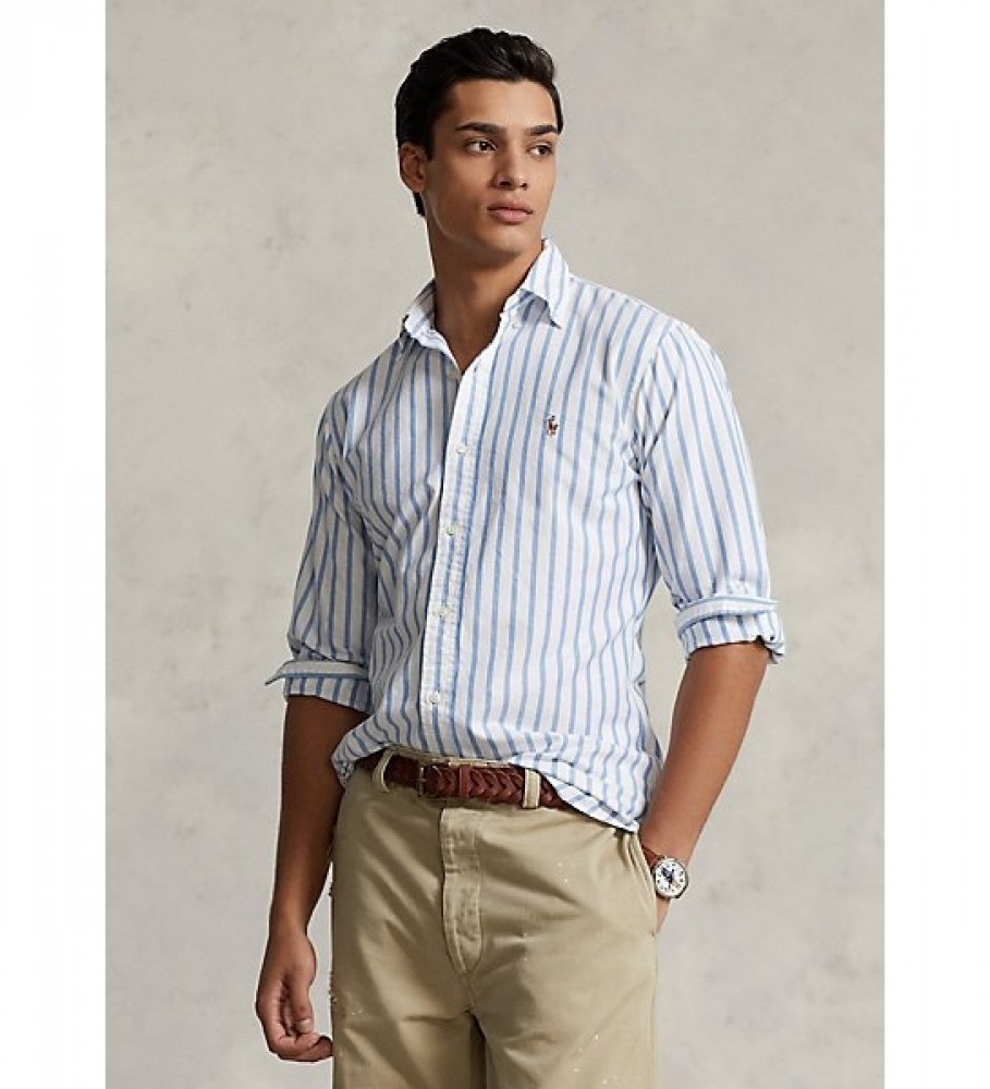 Ralph Lauren Custom Fit stribet Oxford-skjorte med striber blå - Esdemarca butik med fodtøj, mode og tilbehør - mærker i sko og designersko