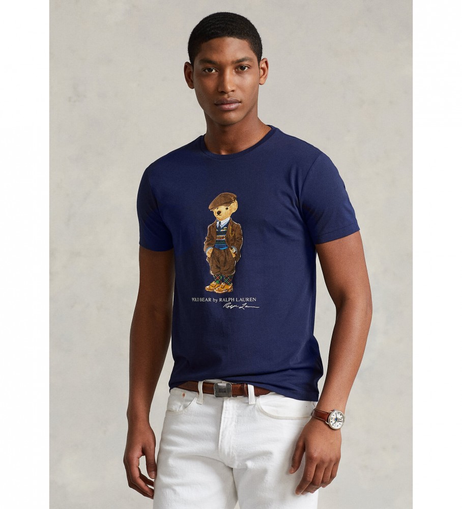 Ralph Lauren T-shirt en jersey tricoté bleu Slim Fit personnalisé