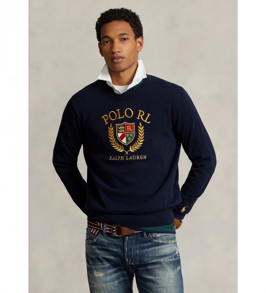Ralph Lauren Cotton jersey with logo and navy coat of arms