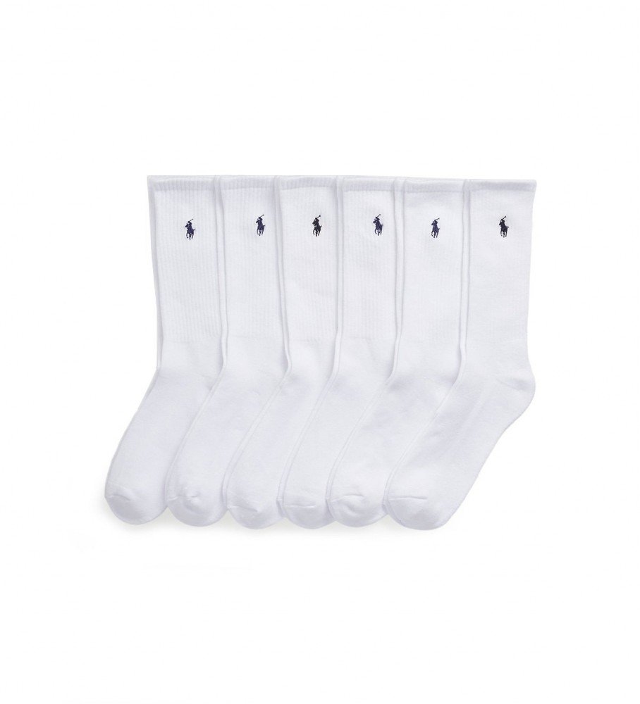 Ralph Lauren Pack 6 pares de meias brancas de mistura de algod