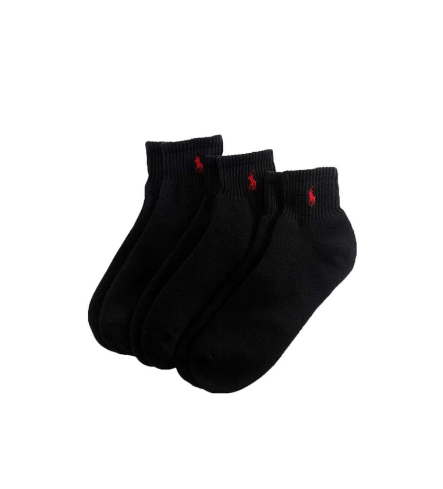 Ralph Lauren Pack of 3 Quarter Socks black