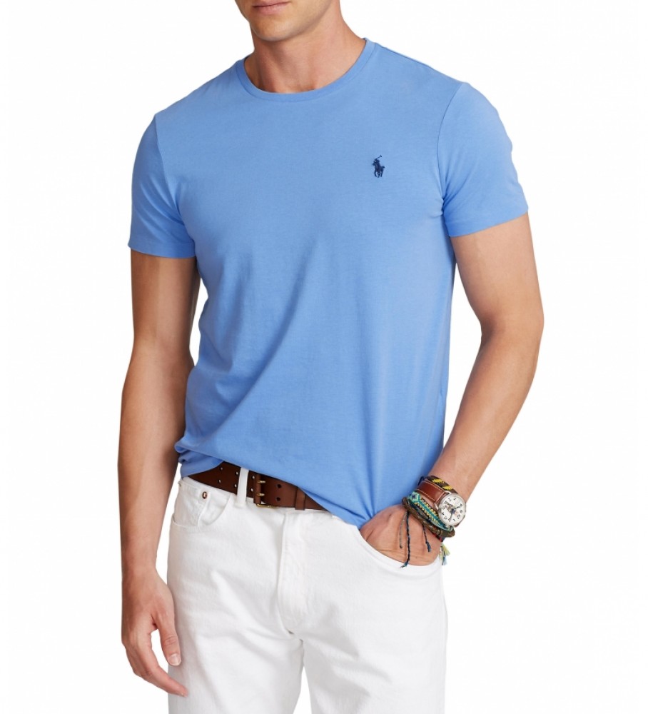 Ralph Lauren T-shirt blu personalizzata in maglia