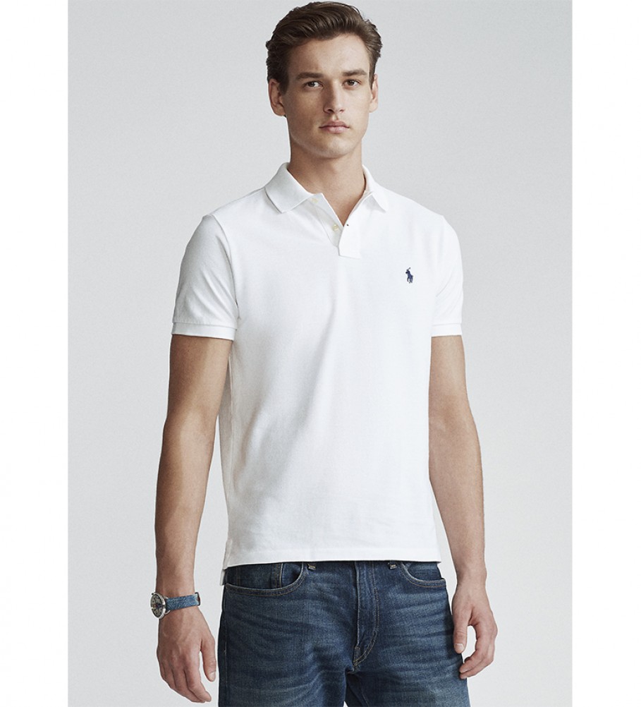 Ralph Lauren Custom Fit white piqu polo shirt
