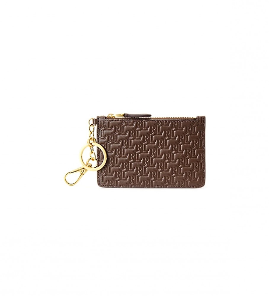 Ralph Lauren Brown leather card holder with zip