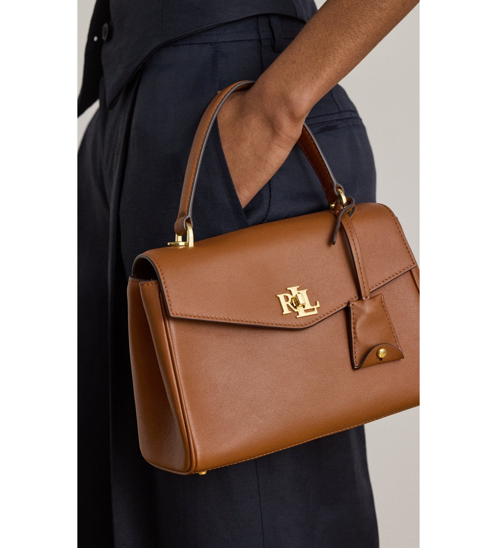 Lauren Ralph Lauren Kleine bruine nappaleren Farrah tas