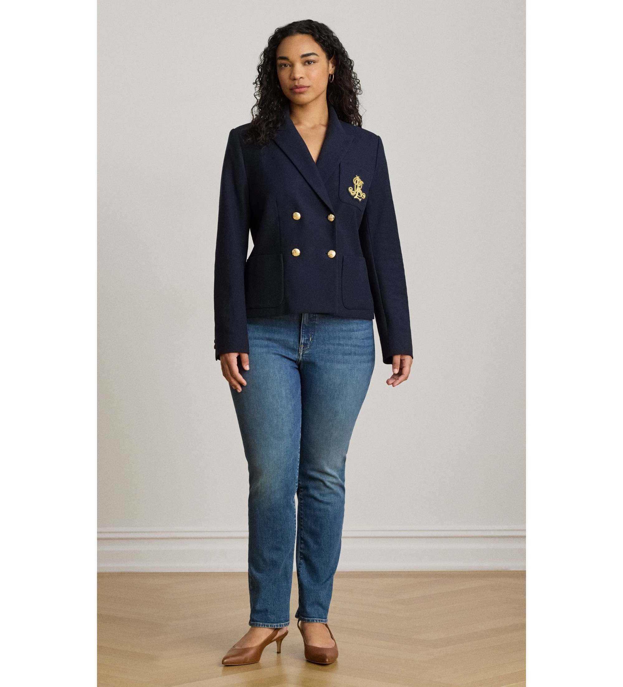 Lauren Ralph Lauren Blazer de piqué con doble botonadura marino