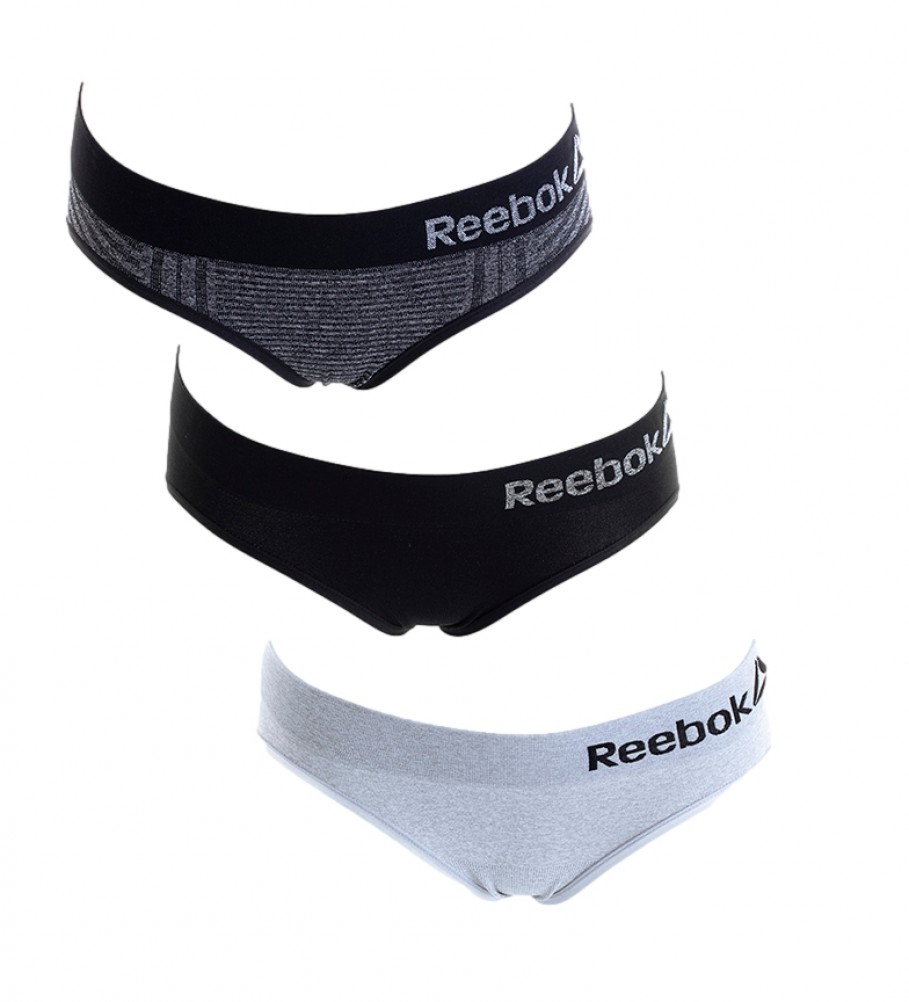 Reebok Pack of 3 Lidia panties black, grey, stripes