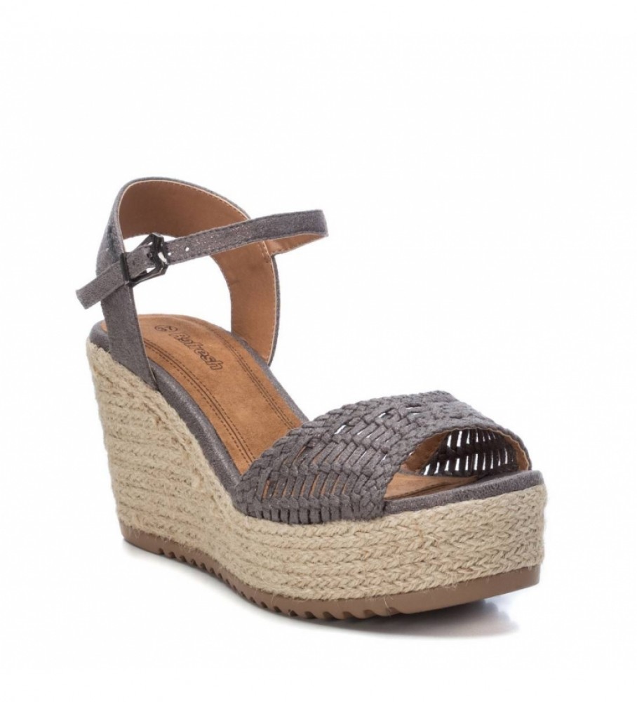 Refresh Sandalen 069680 grijs -Hoge sleehak + plateau: 8cm - Esdemarca  winkel voor schoenen, mode en accessoires - merkschoenen en merksneakers
