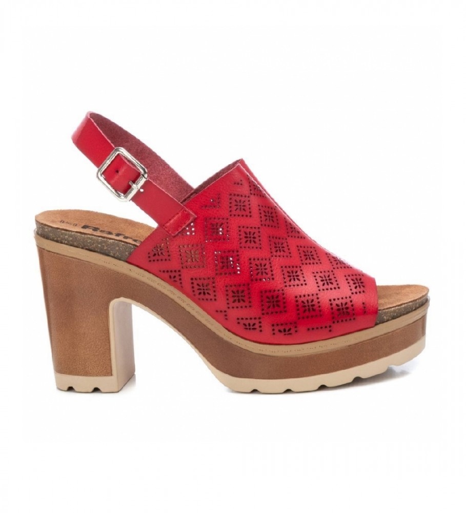 Refresh Red traqueladas sandals -Height heel 9 cm