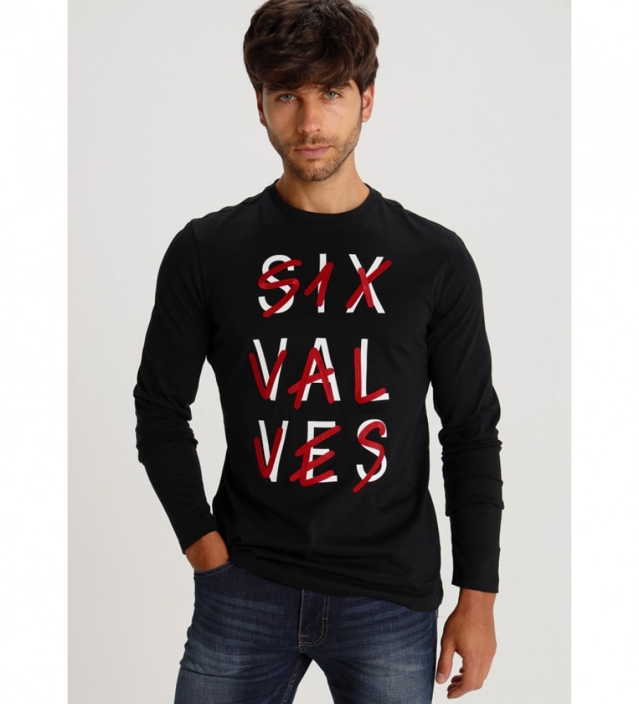 Six Valves Emb + Print T-shirt con grafica nera