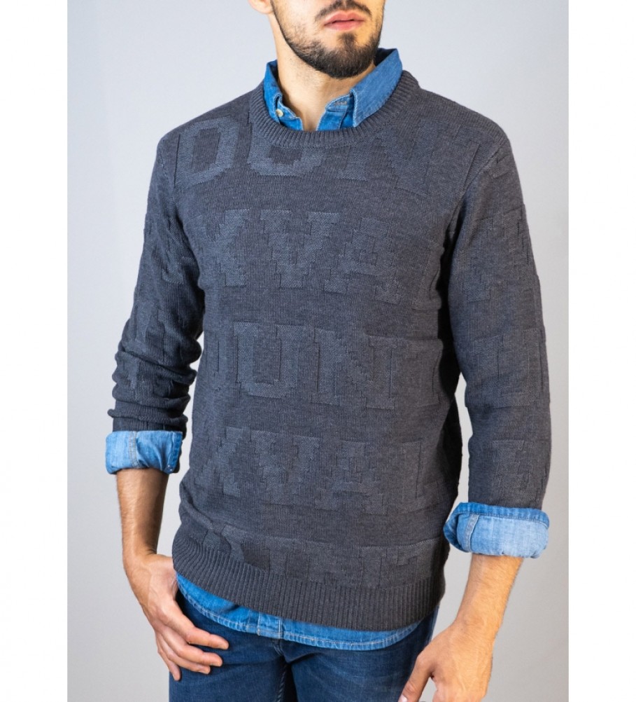 Six Valves Embossed sweater grey