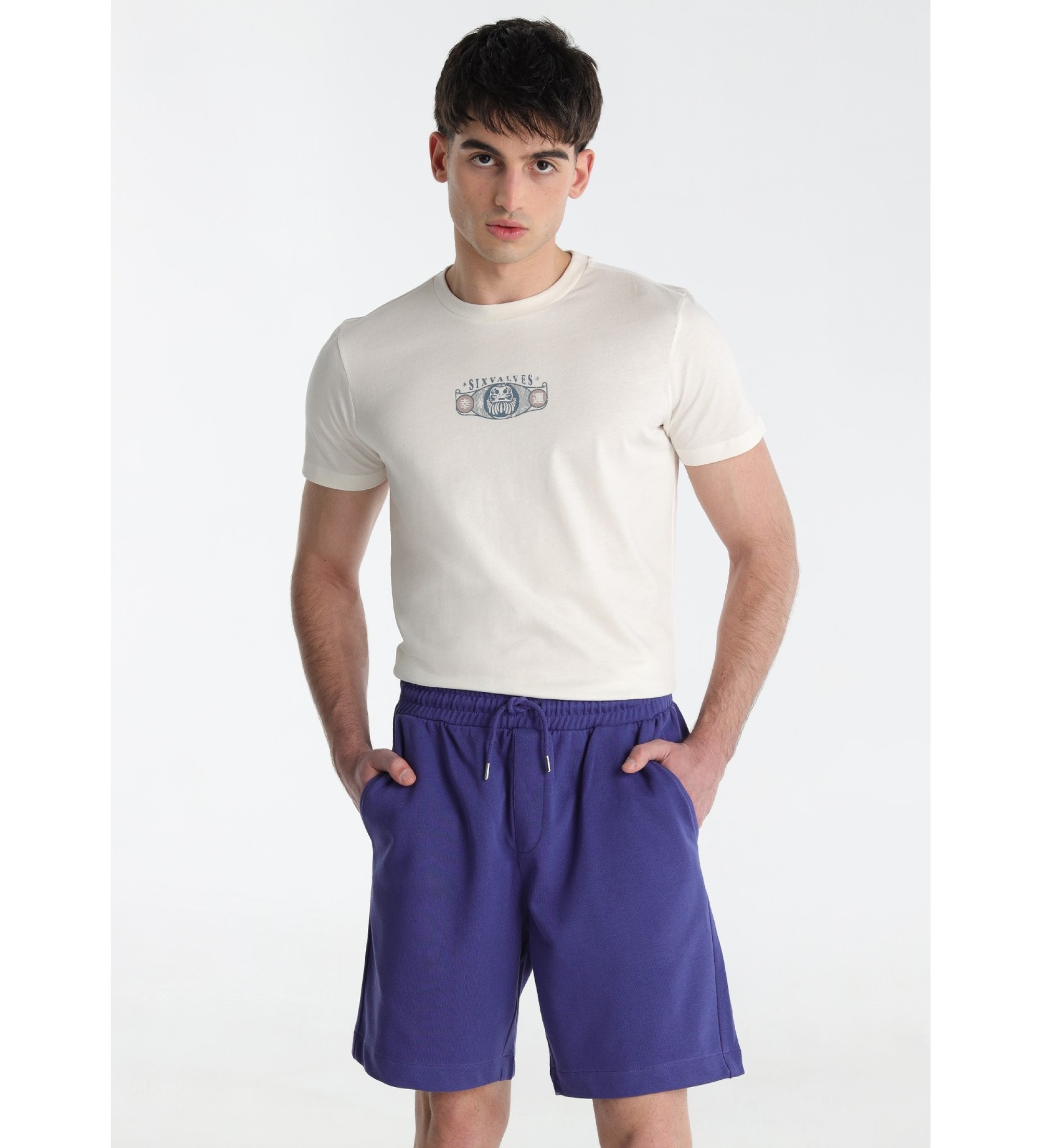 Six Valves Frotteestrickshorts blau